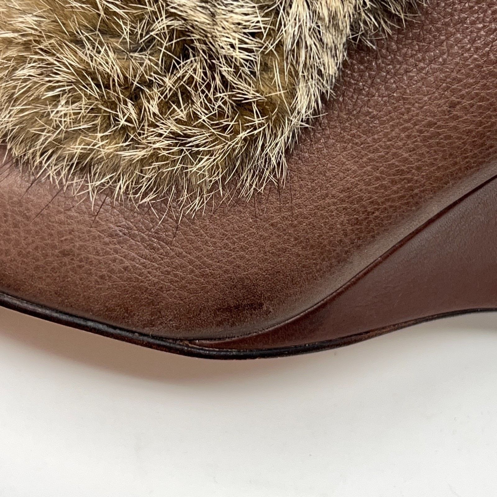 10 Corso Como Corso Como Rabbit Fur Trim Wedge Booties Brown Womens 8M Size US 8 / IT 38 - 9 Thumbnail