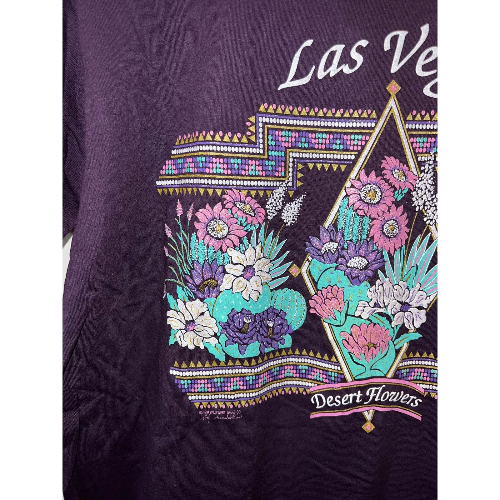 Jerzees Vintage Las Vegas Shirt Desert Flowers Purple Tee VTG 90s L Size US L / EU 52-54 / 3 - 2 Thumbnail