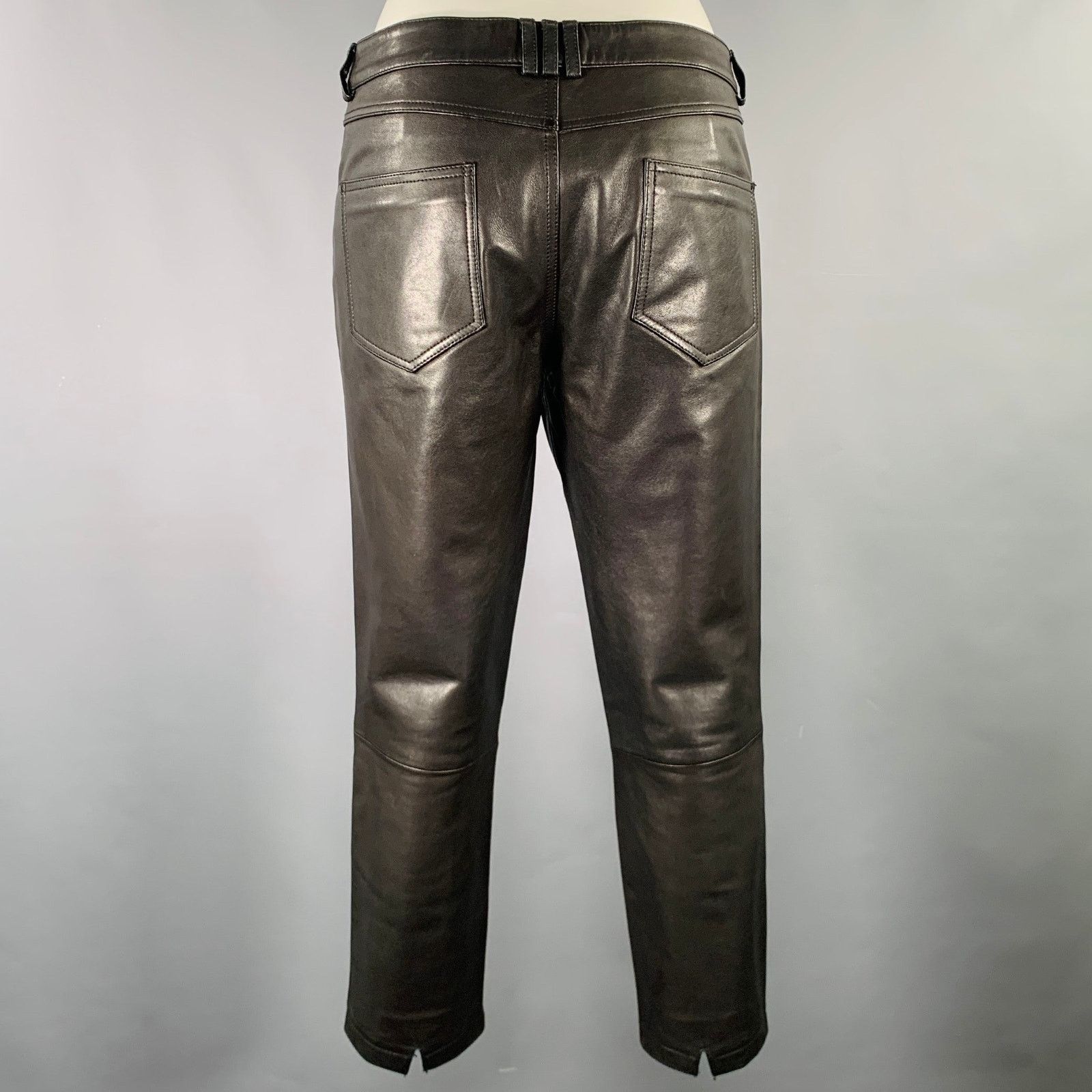 Anine Bing Size M Black Lambskin Leather Cropped Casual Pants Size 34" / US 12 / IT 48 - 2 Thumbnail