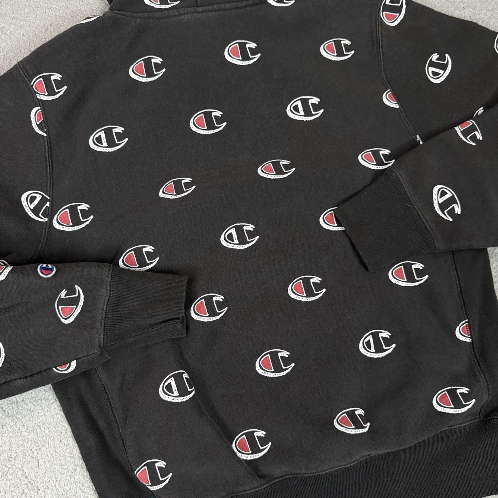 Champion Champion Hoodie Men M Black Sweatshirt Round Neck Pullover All Seasons Hooded Pockets Logo Graphic Print Reverse Weave Size US M / EU 48-50 / 2 - 5 Thumbnail