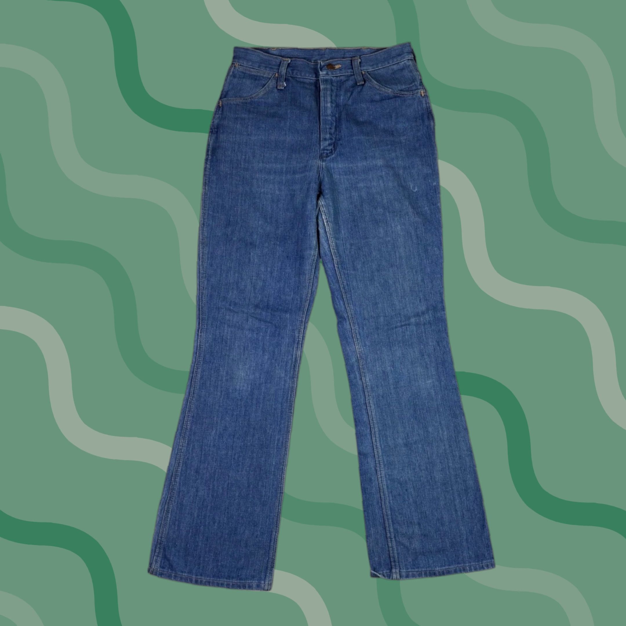 Bell VINTAGE Mavericks Jeans Womens 28x30 Medium Wash Flare Leg Denim Pants Bell Bottoms Size 28" / US 6 / IT 42 - 1 Thumbnail