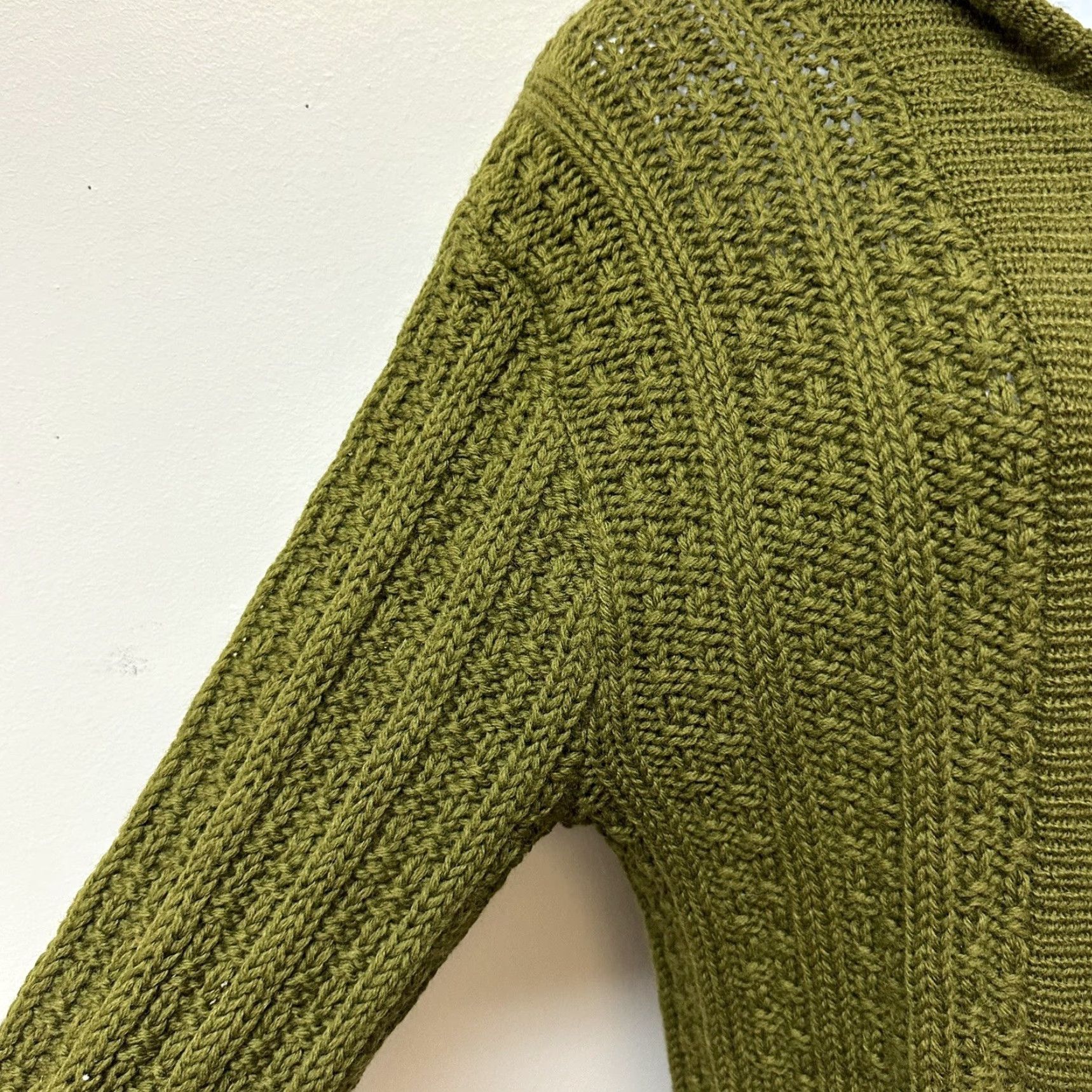 Etro VINTAGE Avocado Green Cardigan Unisex Full Zip Knit Sweater L Unbranded Casual 90s? Retro Hipppy Style M/L Brown? Size L / US 10 / IT 46 - 5 Thumbnail