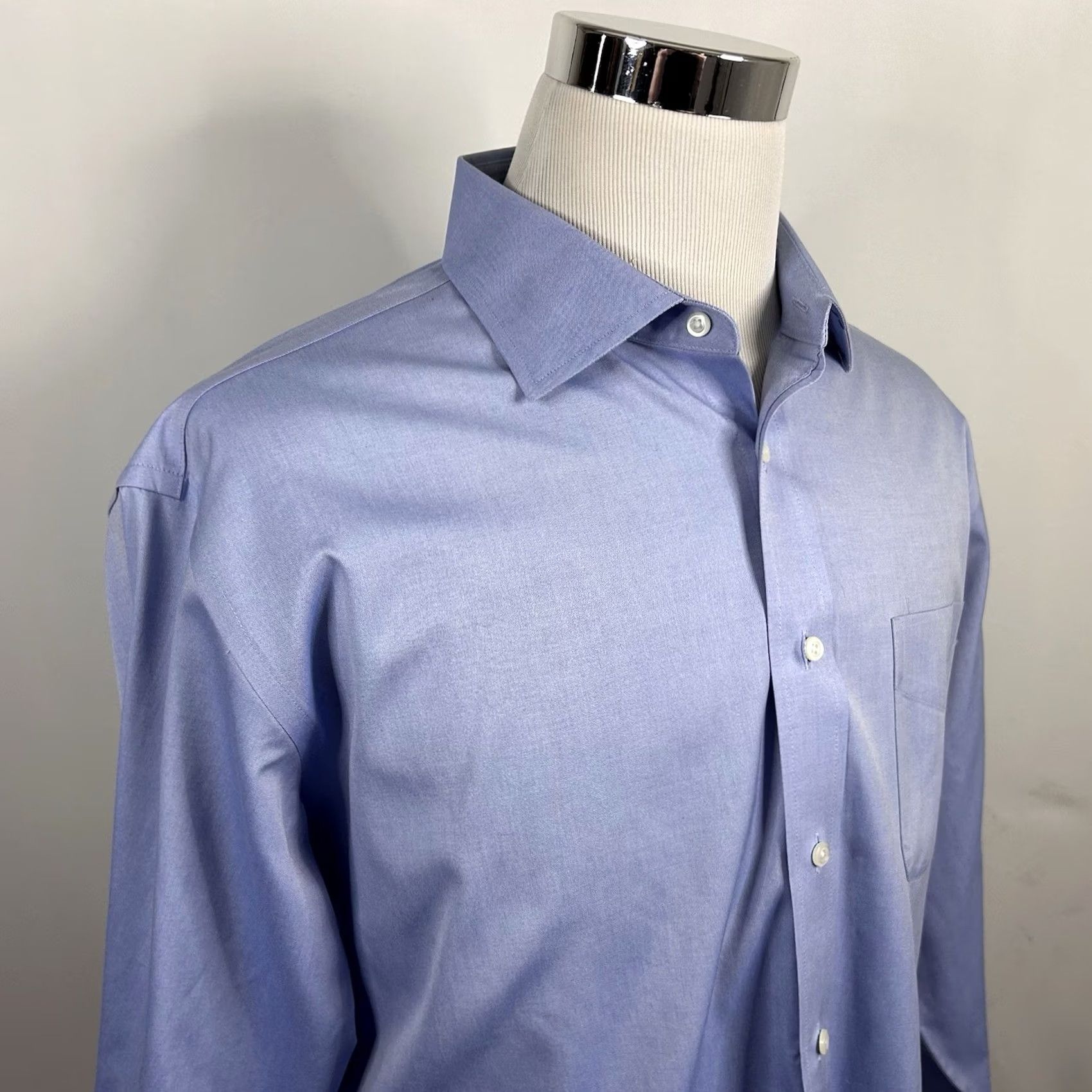 Jos. A. Bank Jos A Bank 17 37 Traveler Oxford Cloth Dress Shirt Blue 100% Cotton Formal Shirt Mens Regular 37 Sleeve Size 46R - 2 Thumbnail
