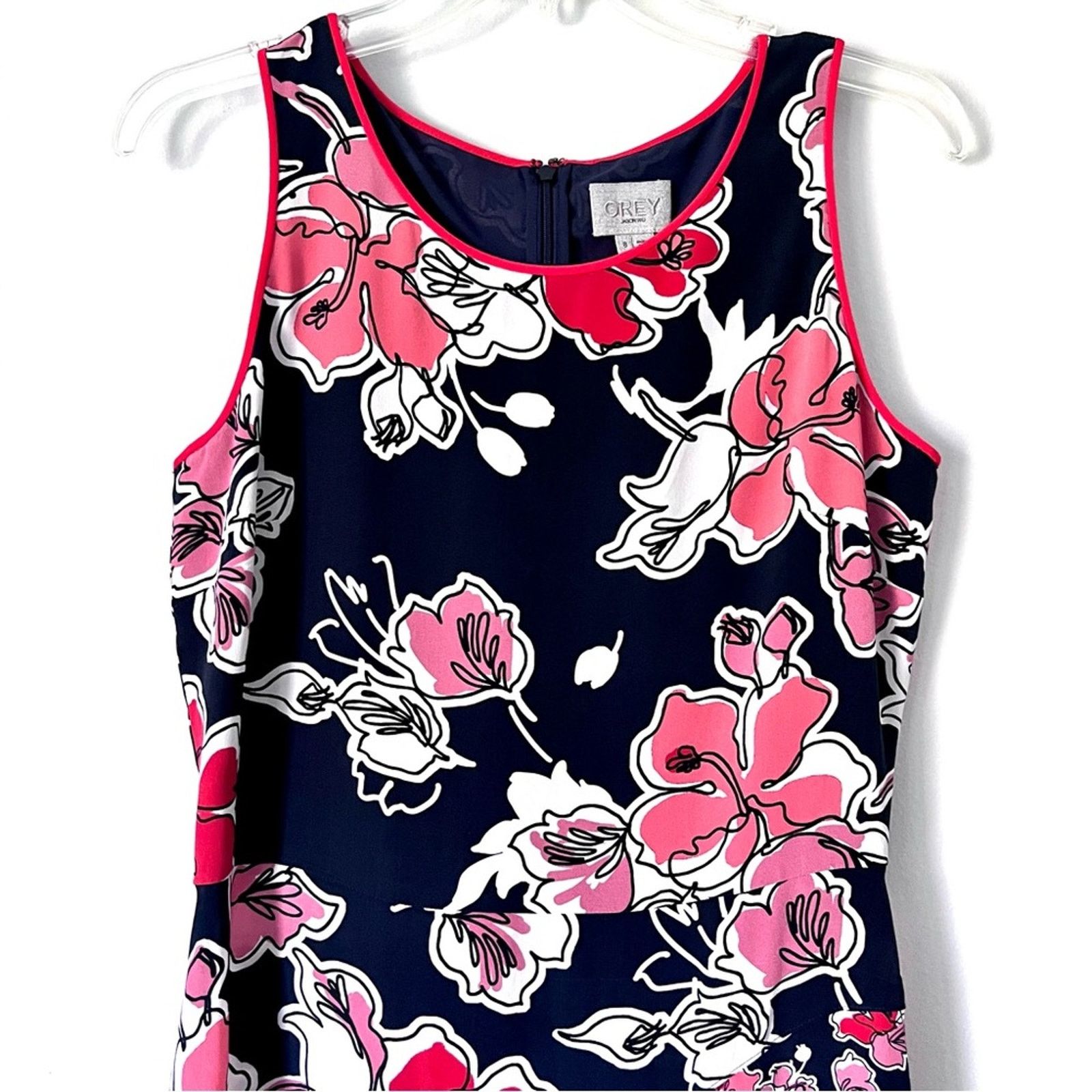 Jason Wu Grey Jason Wu navy floral print assymetrical silk midi dress Size M / US 6-8 / IT 42-44 - 4 Thumbnail