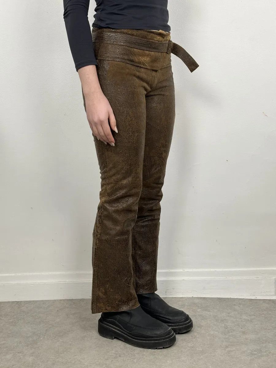 Roberto Cavalli AW2000 Roberto Cavalli Brown Eroded Leather Burnt Pants Size 26" / US 2 / IT 38 - 5 Thumbnail