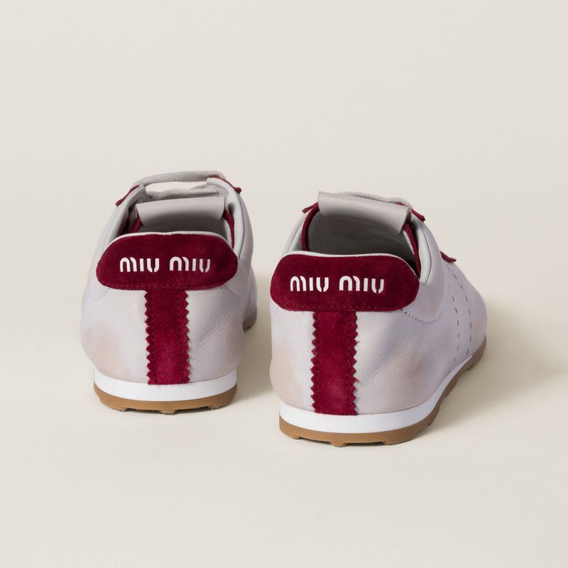 Miu Miu o1B3y1r0526 Padded Nappa Leather And Suede Sneakers Size US 9 / IT 39 - 3 Thumbnail