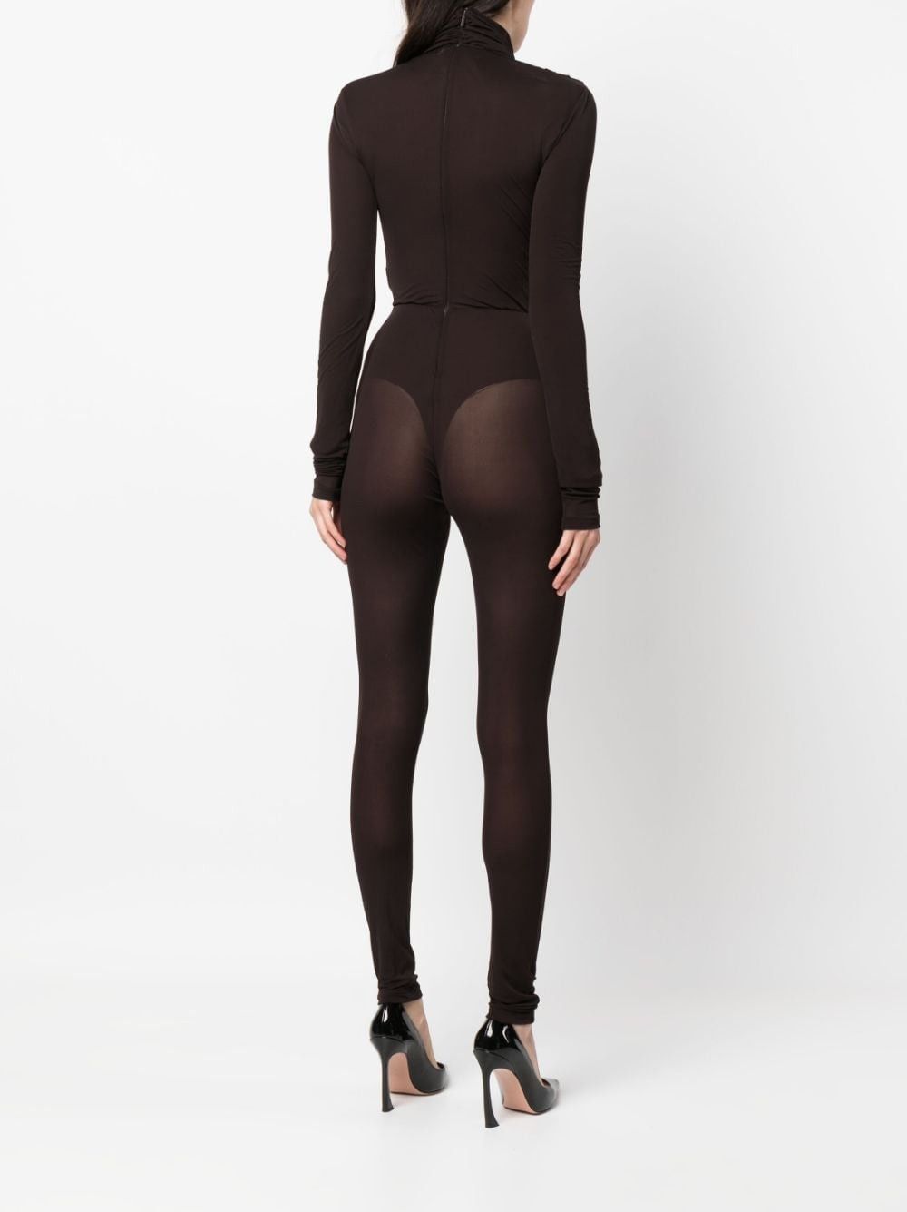 Saint Laurent Paris o1s1wg110225 759160 Catsuit in Jersey Voile in Cedar Brown Size 27" / US 4 / IT 40 - 4 Thumbnail