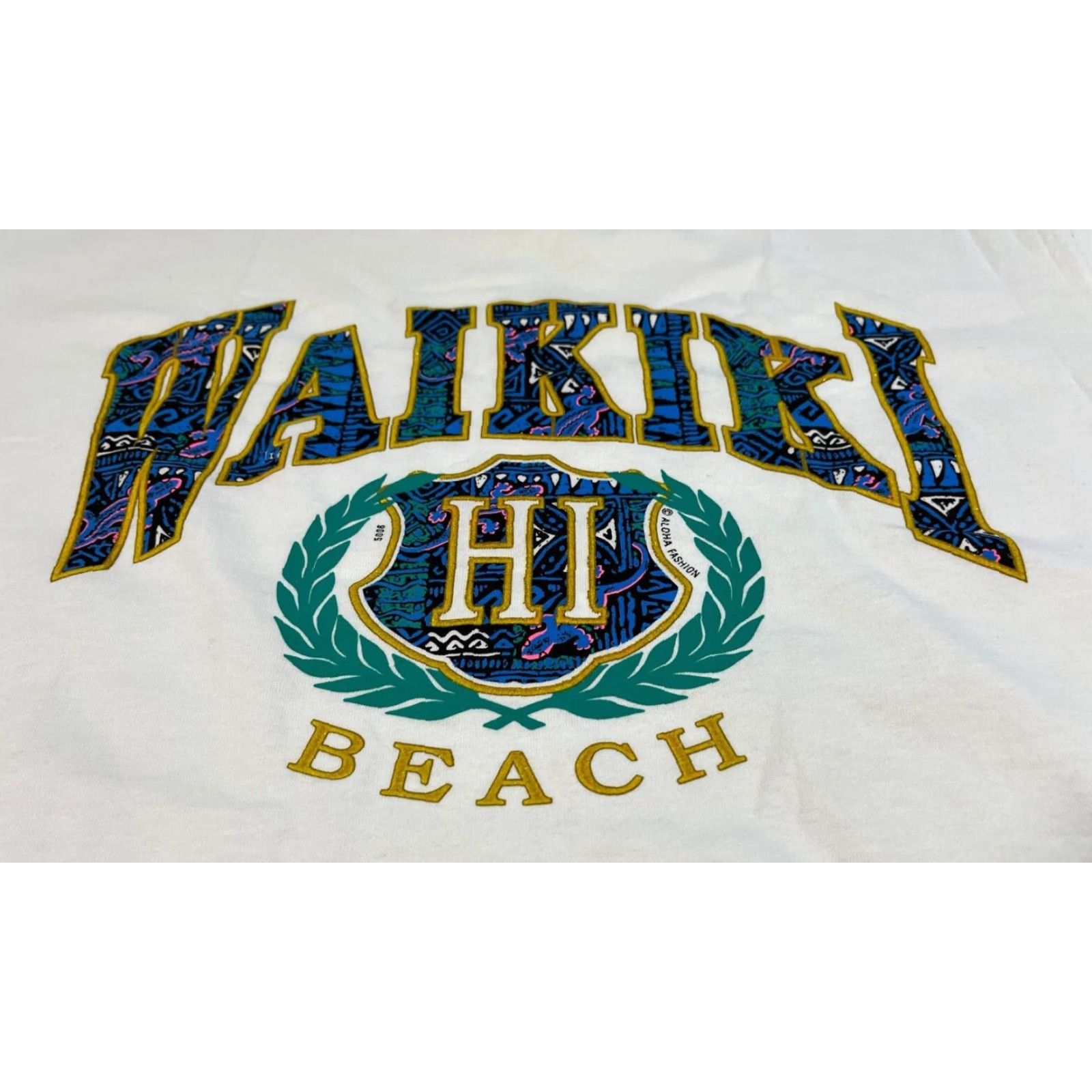 Anvil VINTAGE Anvil T-Shirt Waikiki Beach Hawaii 90s White Cotton Short Sleeve Crew Neck L Mens Size US L / EU 52-54 / 3 - 6 Thumbnail