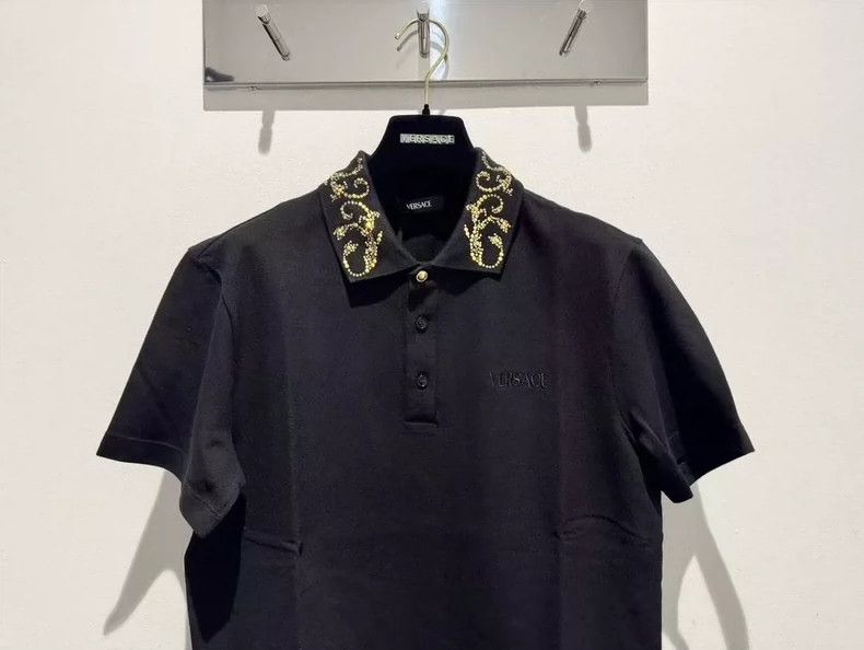 Versace Versace Gold diamond collar embroidered polo shirt Size US M / EU 48-50 / 2 - 2 Thumbnail