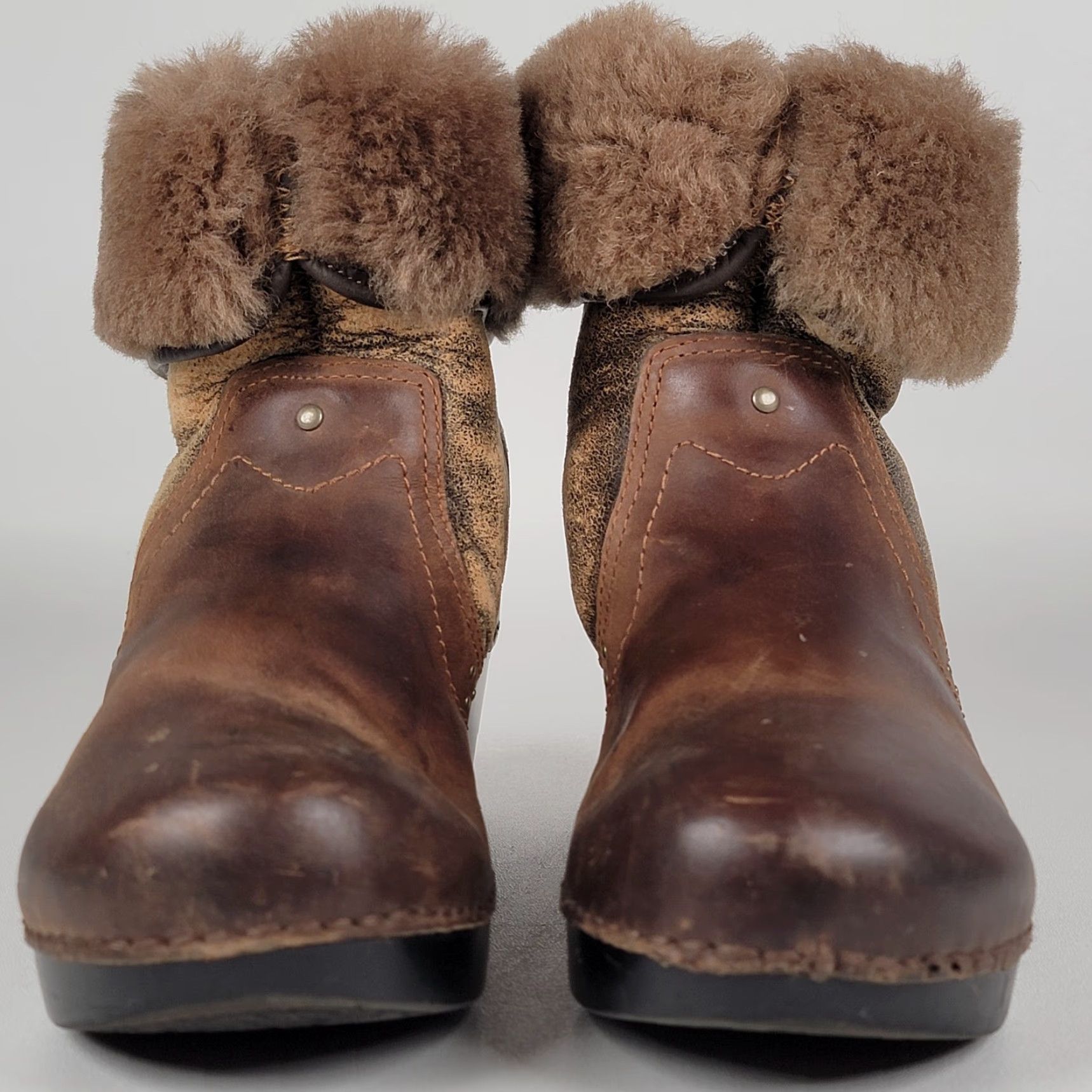 Dansko Dansko Stormy Brown Leather & Suede Shearling-Lined Roll Down Ankle Boots SZ 38 Size US 7 / IT 37 - 2 Thumbnail