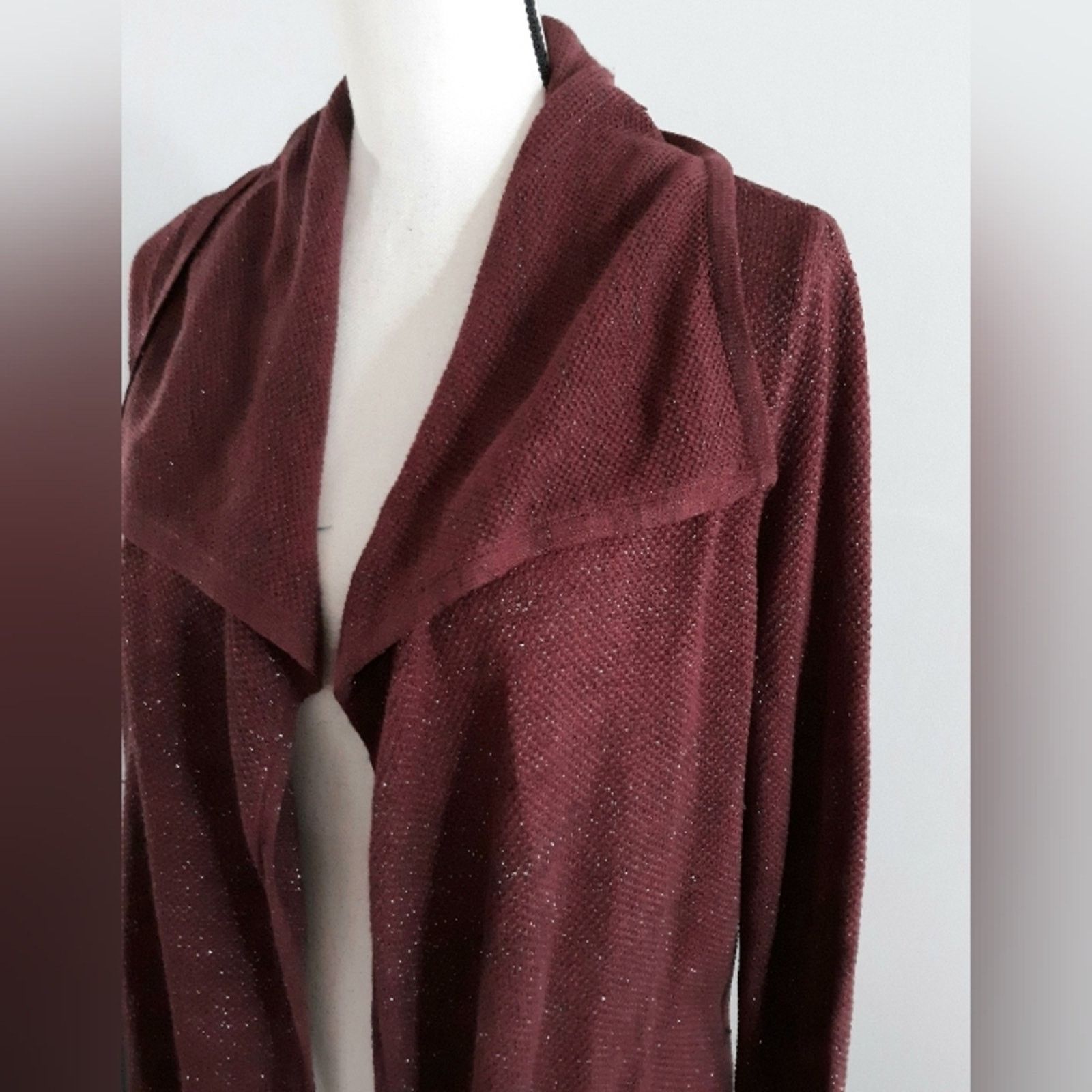 Loft LOFT Metallic Drape Neck Cardigan Size M / US 6-8 / IT 42-44 - 2 Thumbnail