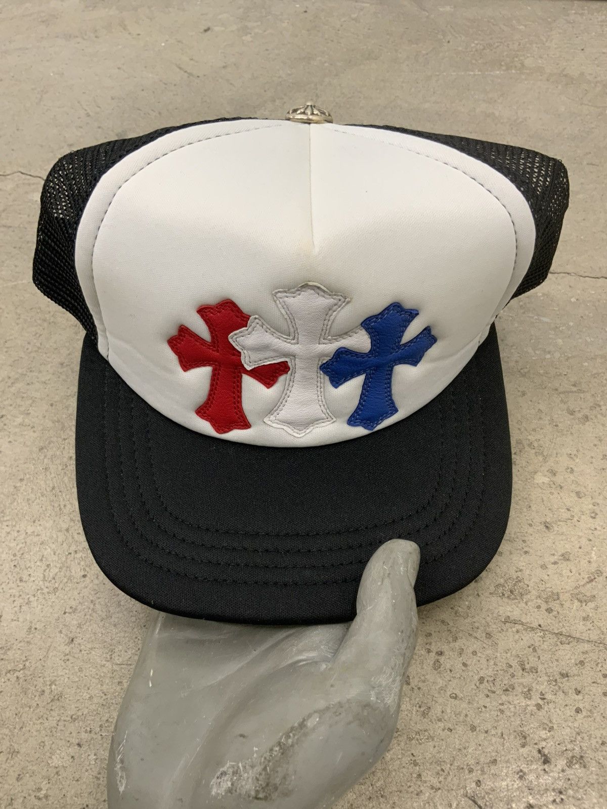Chrome Hearts CHROME HEARTS MULTI COLOR LEATHER CROSS PATCH TRUCKER HAT Size ONE SIZE - 1 Thumbnail