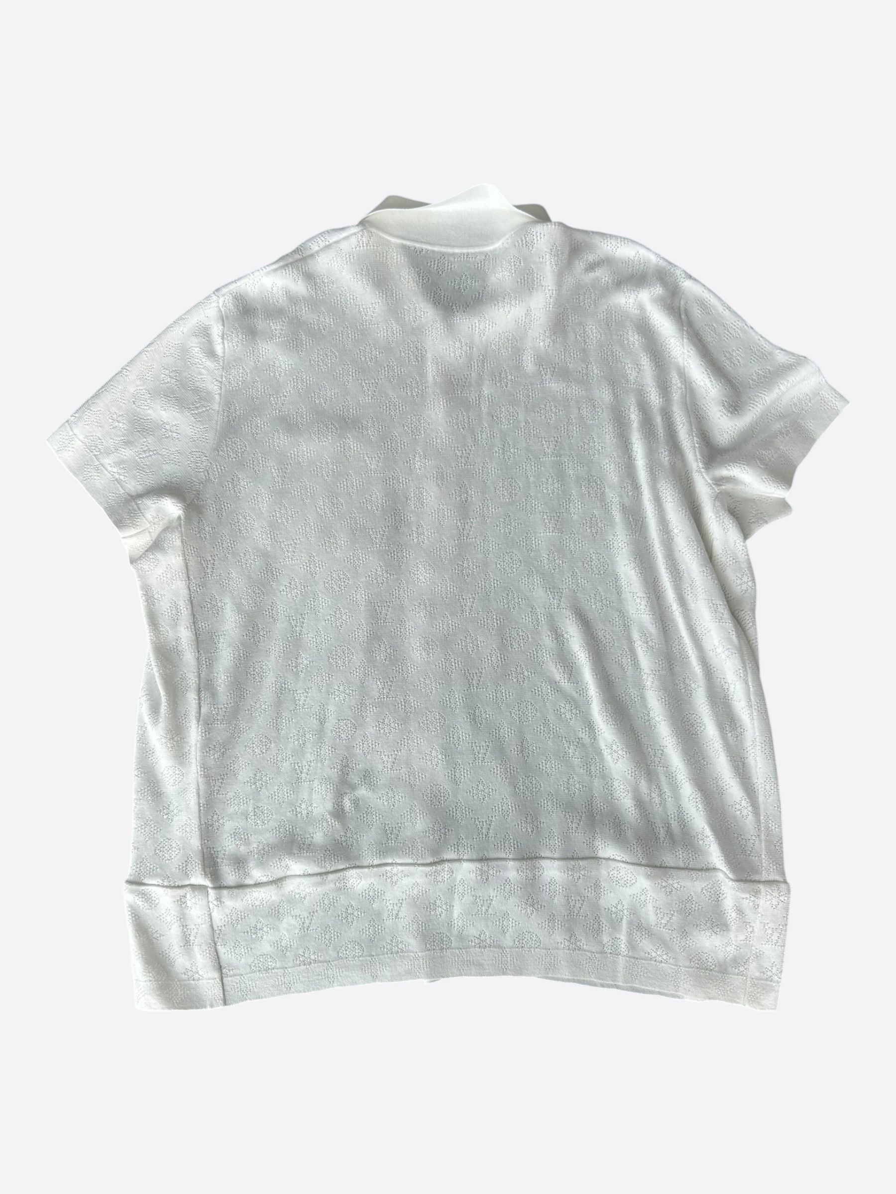 Louis Vuitton Louis Vuitton White Perforated Monogram Knit Shirt Size US XXL / EU 58 / 5 - 2 Thumbnail