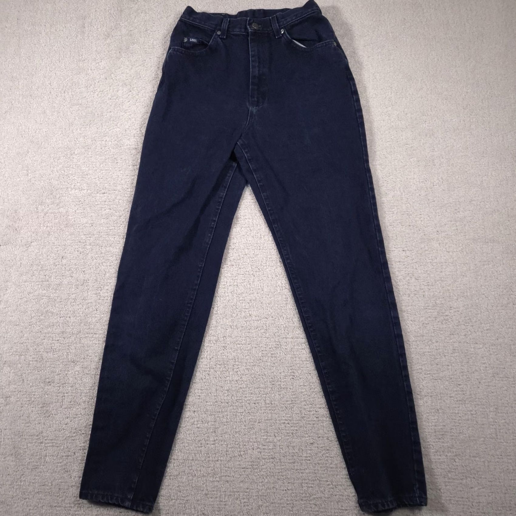 Lee Lee Jeans Womens 10 Long Dark Blue High Rise Tapered Leg Mom Fit Denim 5 Pocket Size 32" / US 10 / IT 46 - 2 Thumbnail