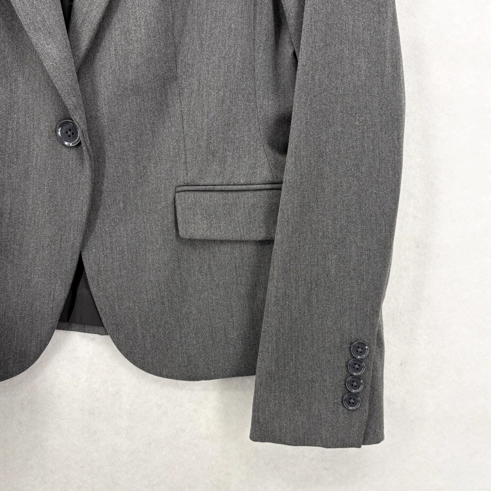 Express Express Blazer Womens 10 Gray Tailored Stretch Lined Business Suit Jacket Formal Size L / US 10 / IT 46 - 3 Thumbnail