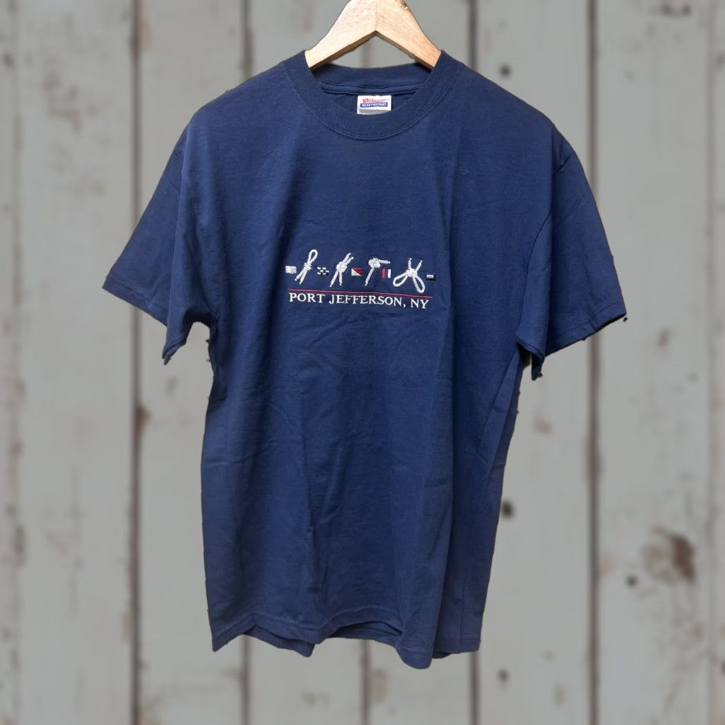 Delta VINTAGE Port Jefferson New York Delta T-Shirt Short Sleeve Embroidered Blue M Men Crew Neck Cotton Size US M / EU 48-50 / 2 - 1 Thumbnail