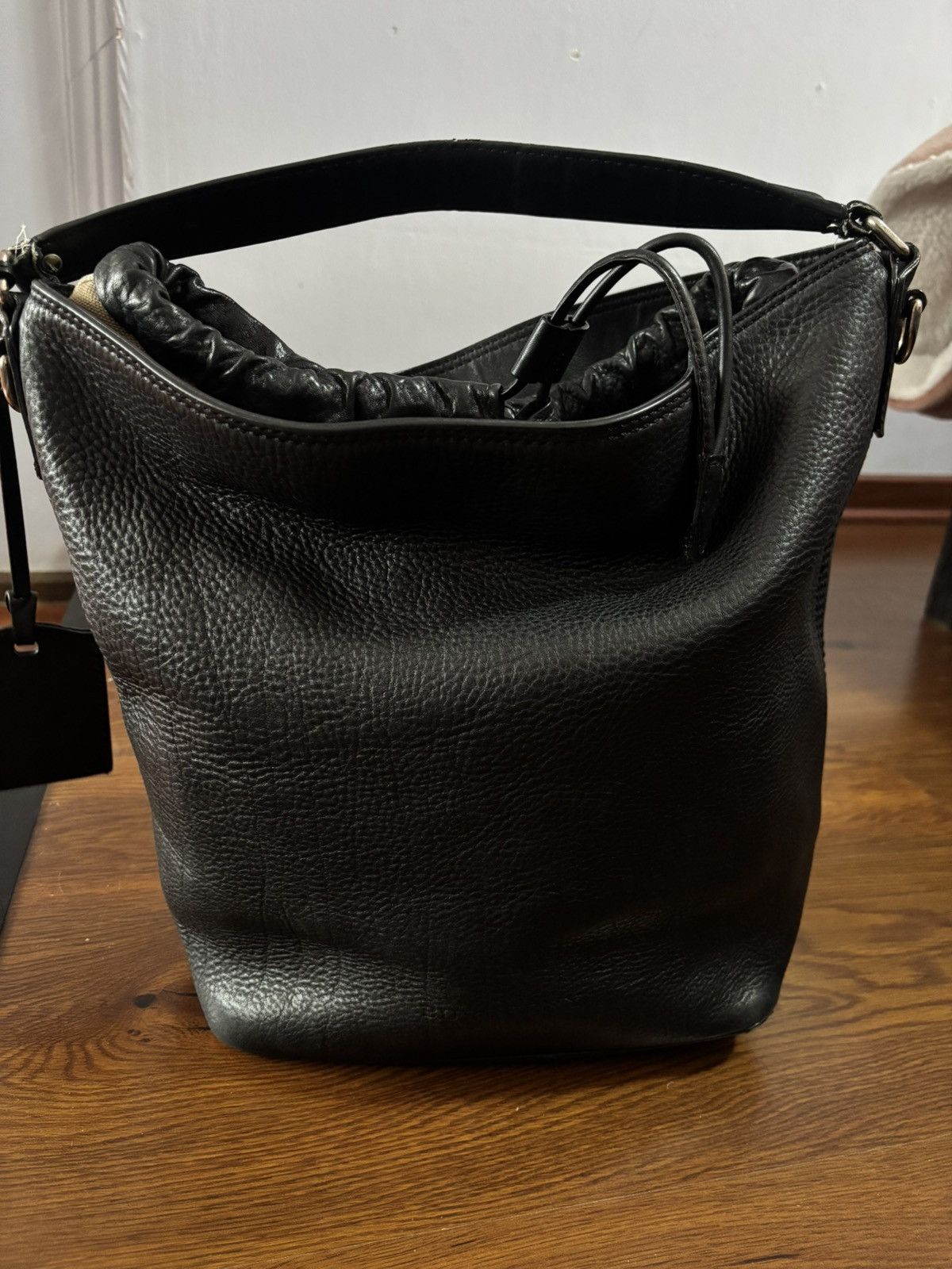 Burberry Burberry Black Leather Hobo Bag Authentic Vintage Nova Check Size ONE SIZE - 11 Thumbnail