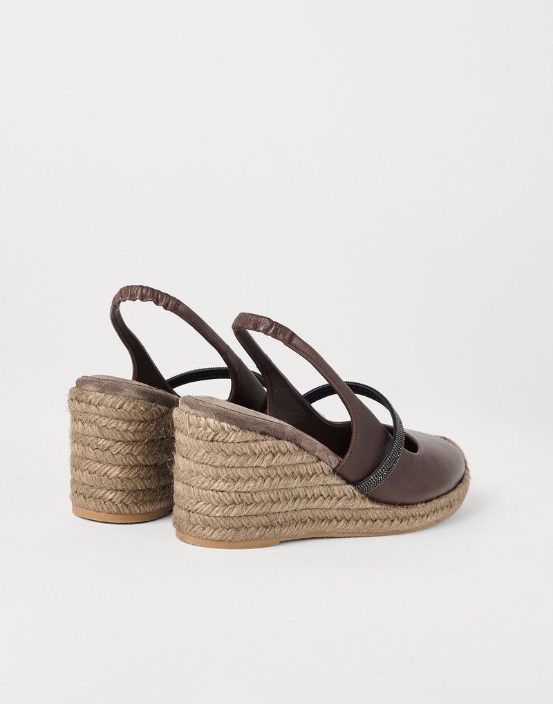 Brunello Cucinelli o1la1rc1a0326 Riding Calfskin Espadrille Wedges Sandals Size US 8 / IT 38 - 4 Thumbnail