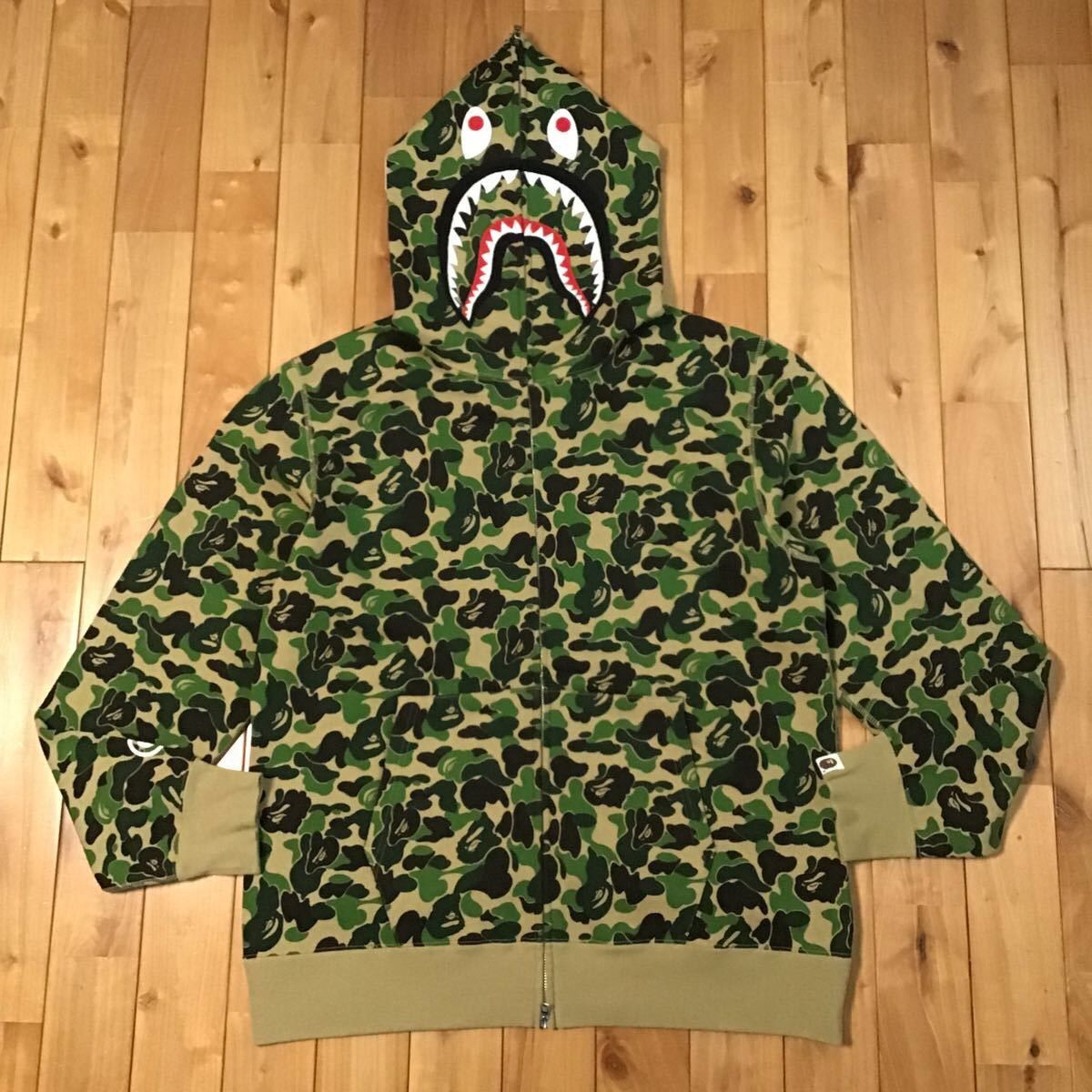 🔥2XL🔥 BAPE ABC camo green shark full zip hoodie APE XXL