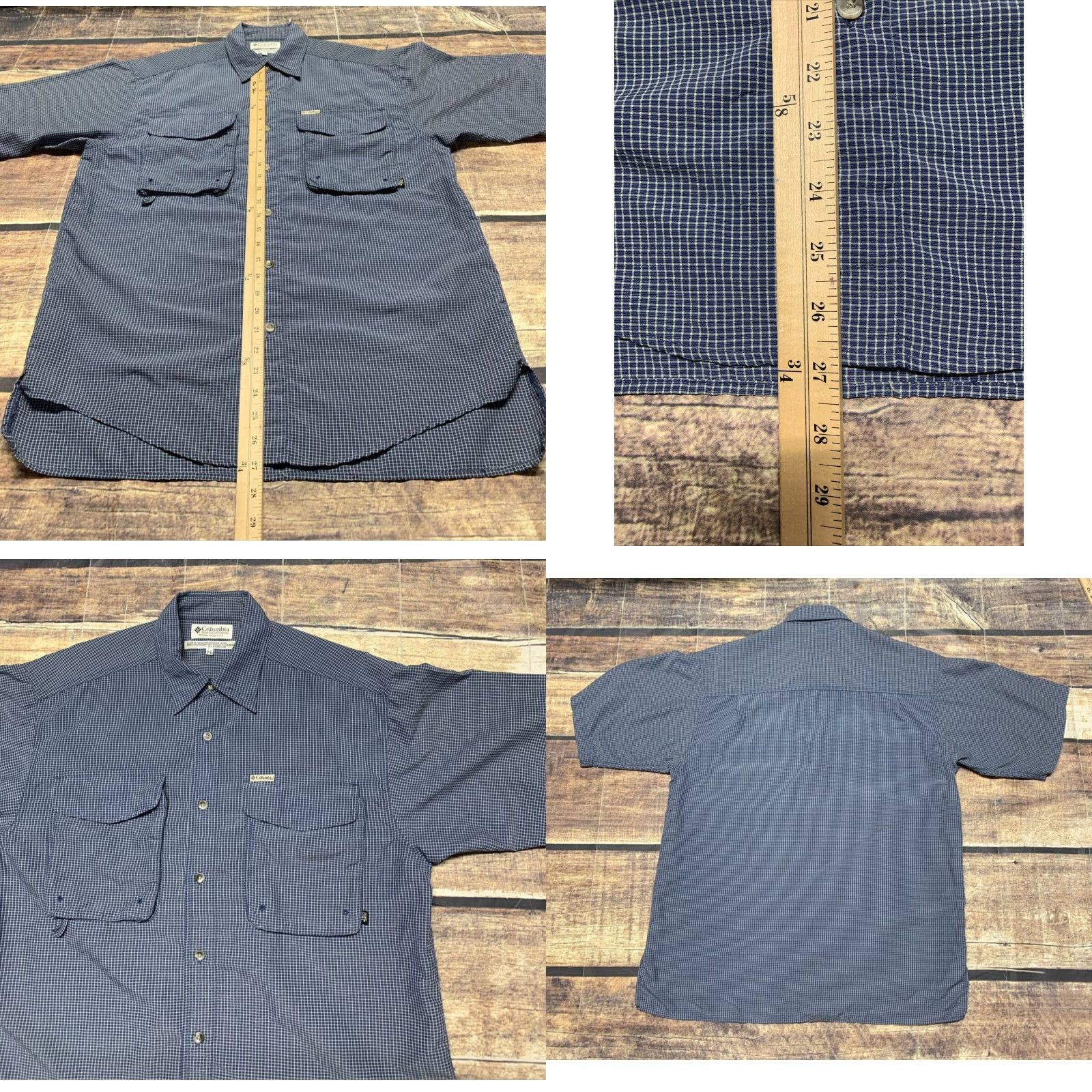 Vintage Columbia GRT Sportswear Mens Short Sleeve Button-Down Plaid Blue White MEDIUM Shirt Size US 31 - 8 Thumbnail