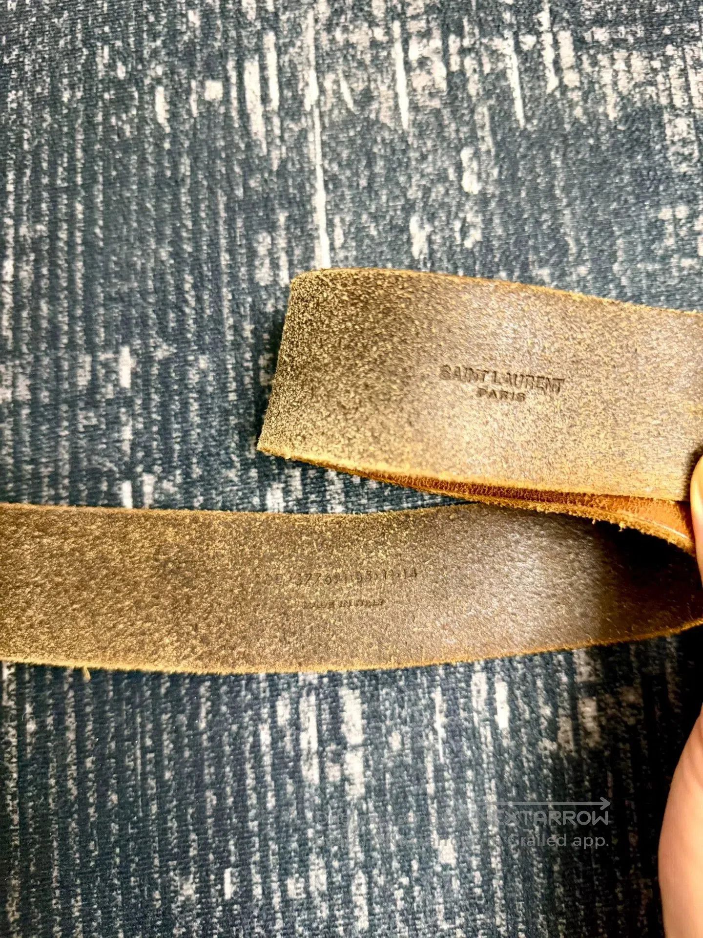 Saint Laurent Paris brown leather belt with gold buckle. Size ONE SIZE - 4 Thumbnail
