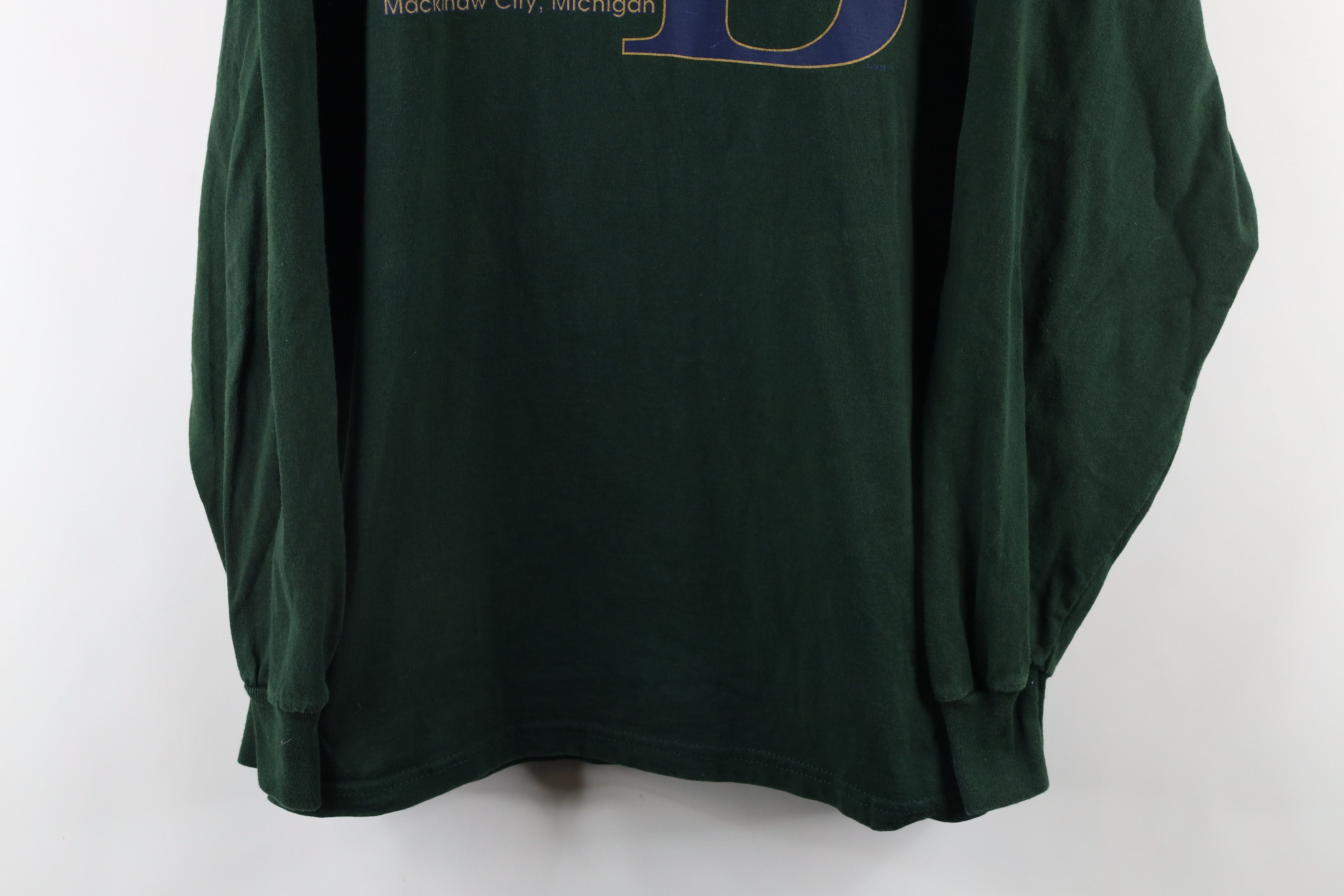 Vintage Vintage 90s Mackinac Bridge Long Sleeve T-Shirt Green Cotton Size US XL / EU 56 / 4 - 3 Thumbnail