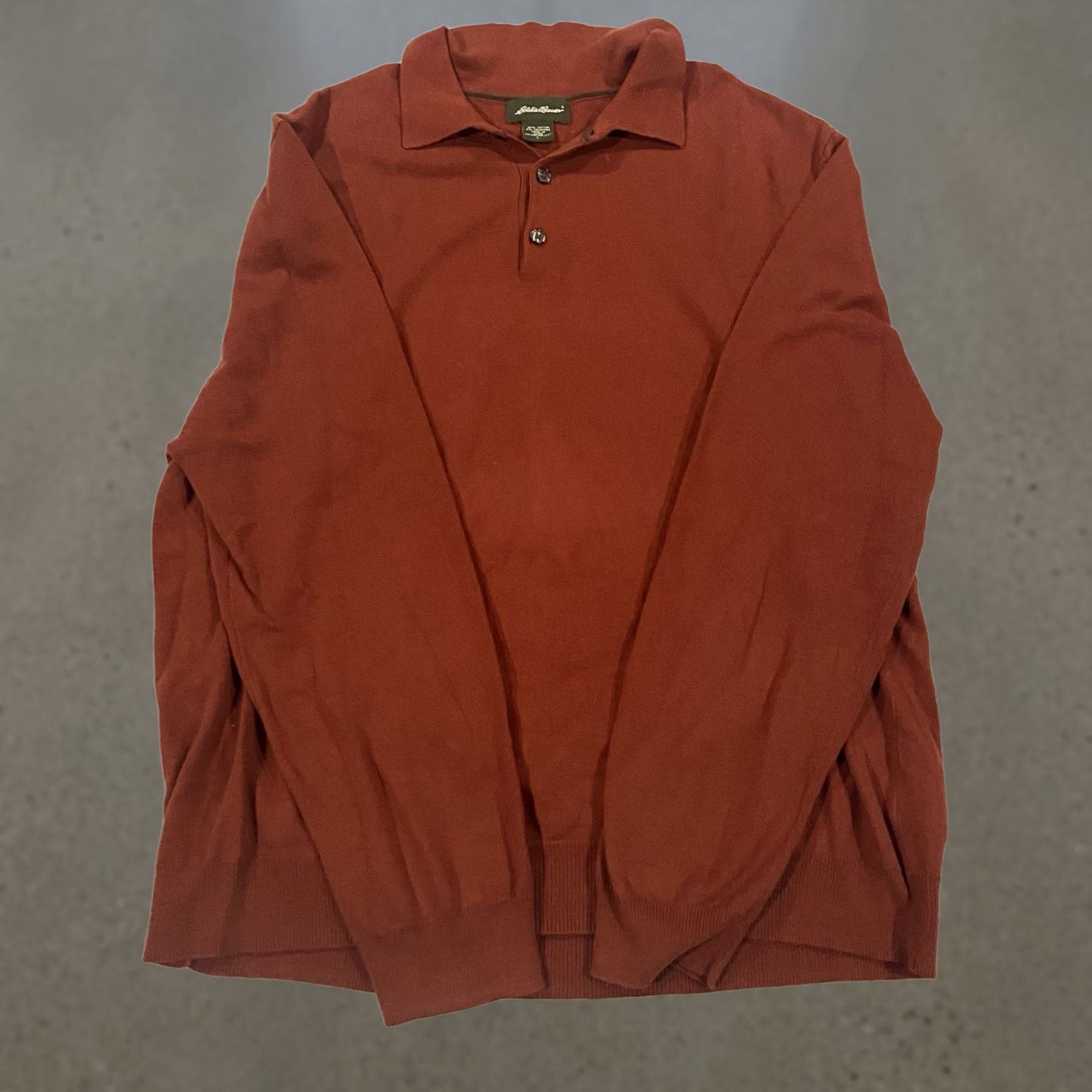 Eddie Bauer VINTAGE Eddie Bauer Red Pullover Sweater Mens Large 1/4 Button Cashmere Cotton Knit Long Sleeve Collared Lightweight All Seasons Golf Hiking Walking Size US L / EU 52-54 / 3 - 1 Thumbnail