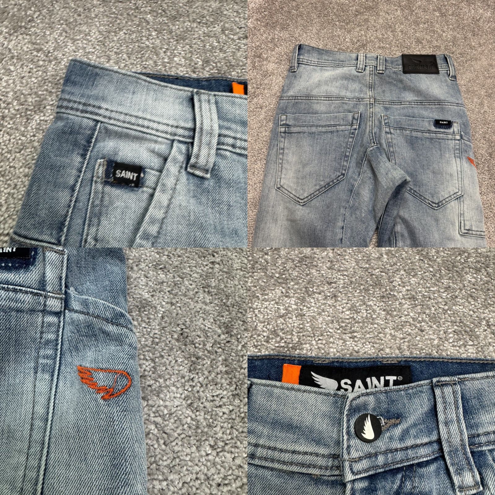Denime Saint Jeans Jogger Denim Mens 28 Blue Light Wash Streetwear Biker Motorcycle USA Tailored Regular Fit Adult Men Size US 28 / EU 44 - 8 Thumbnail
