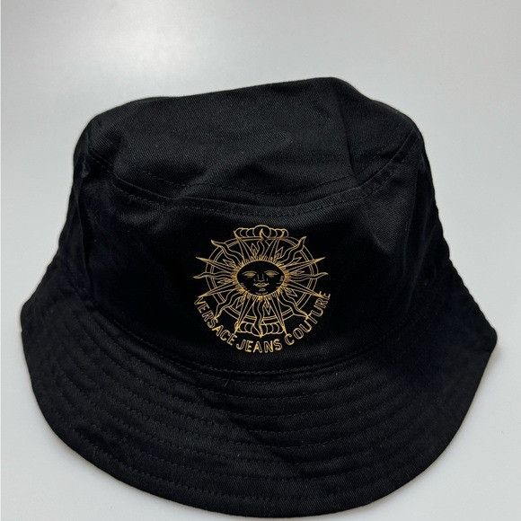 Versace Versace Jeans Couture Embroidered Sun Logo Bucket Hat Black Size ONE SIZE - 3 Thumbnail