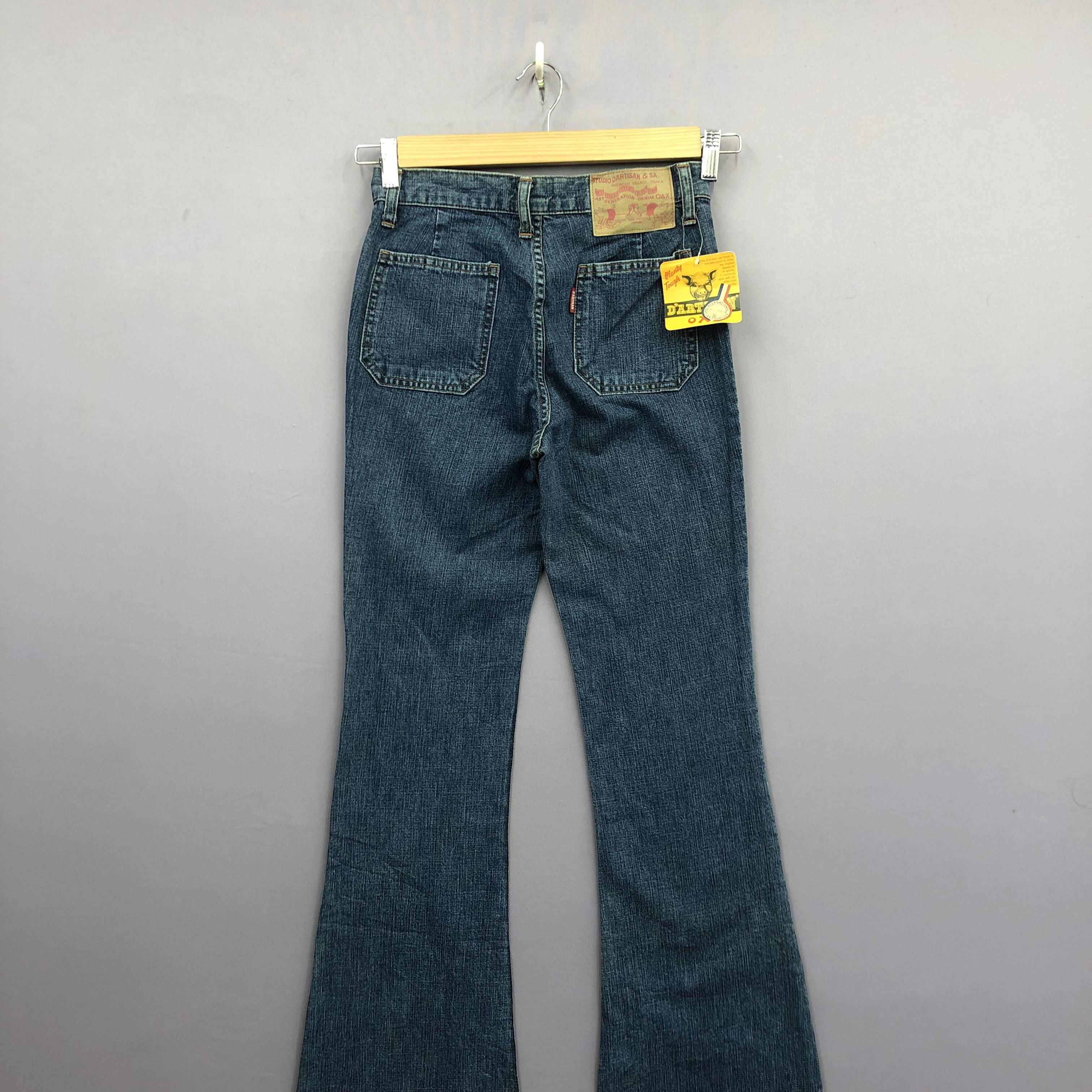 Japanese Brand Vintage NWT 90s Studio D'Artisan Bush Pants Flare Blue Jeans Size 26" / US 2 / IT 38 - 4 Thumbnail