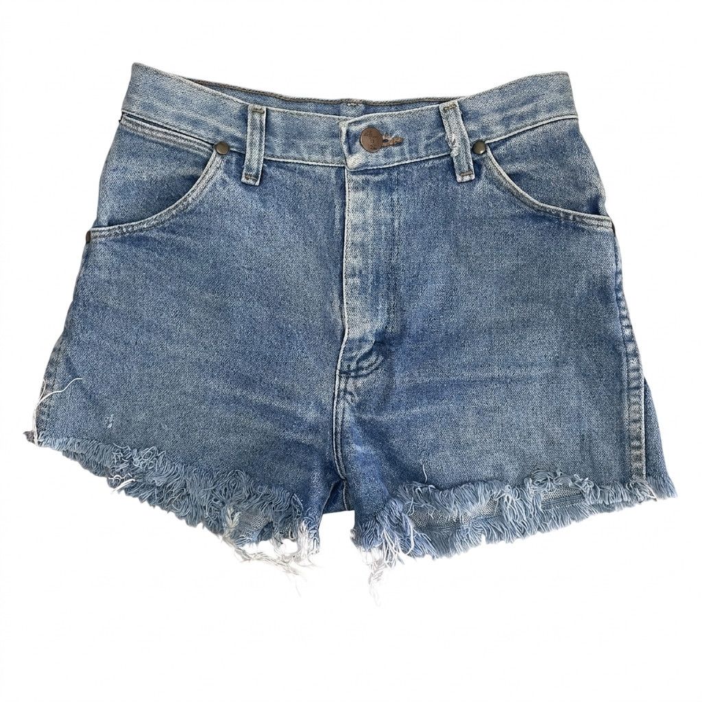 Wrangler Vintage Wrangler Raw Hem High Waist Denim Shorts Blue Wash Size 32" / US 10 / IT 46 - 1 Thumbnail
