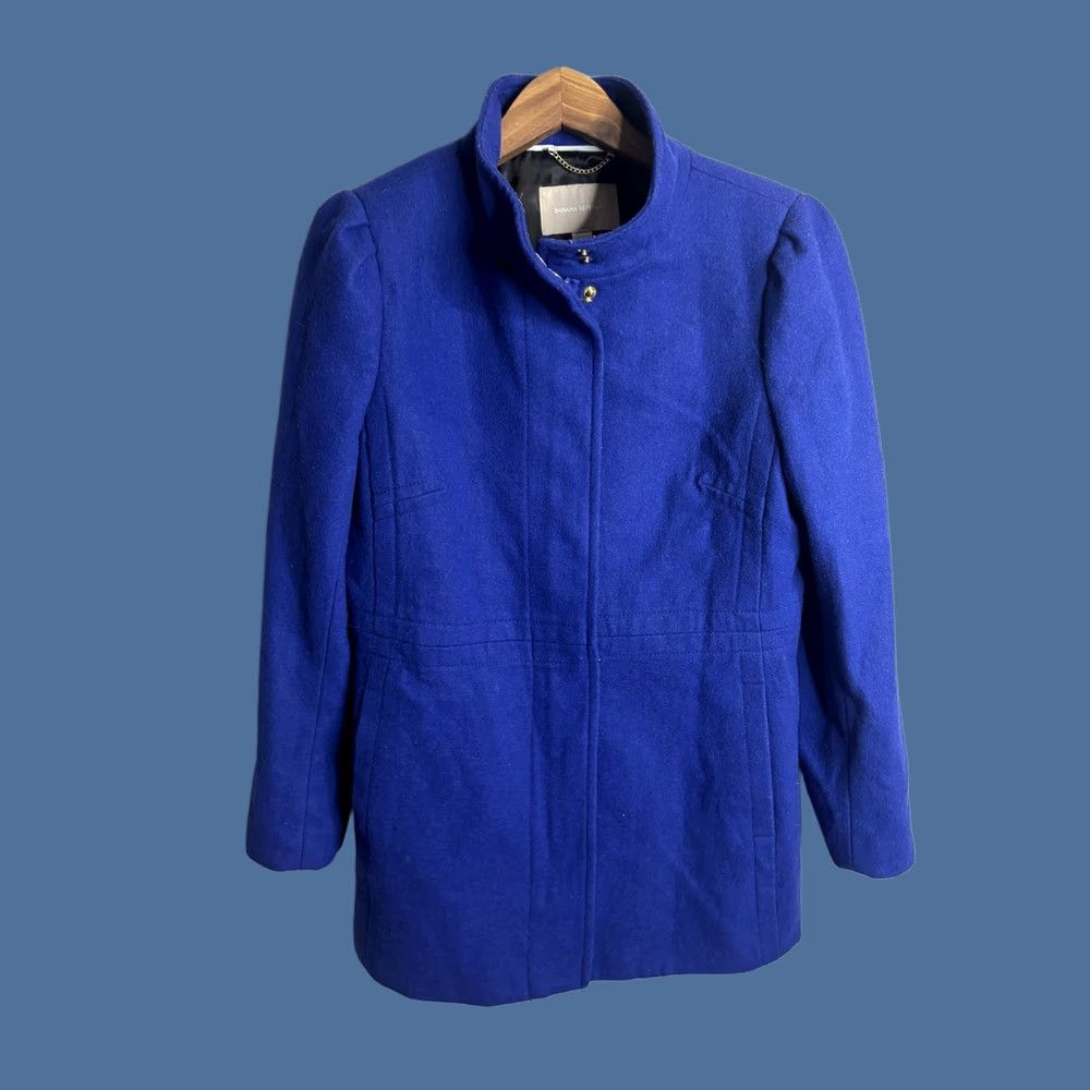 Banana Republic Banana Republic Coat Womens Medium Petite Blue Wool Military Jacket Zip Snap Coat Size M / US 6-8 / IT 42-44 - 1 Thumbnail
