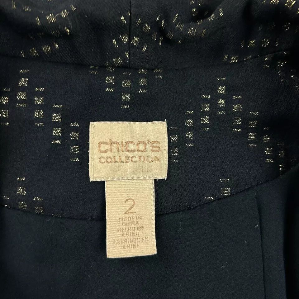 Chicos Chico's Blazer Womens 2 US Medium Open Front Jacket Metallic Size M / US 6-8 / IT 42-44 - 2 Thumbnail