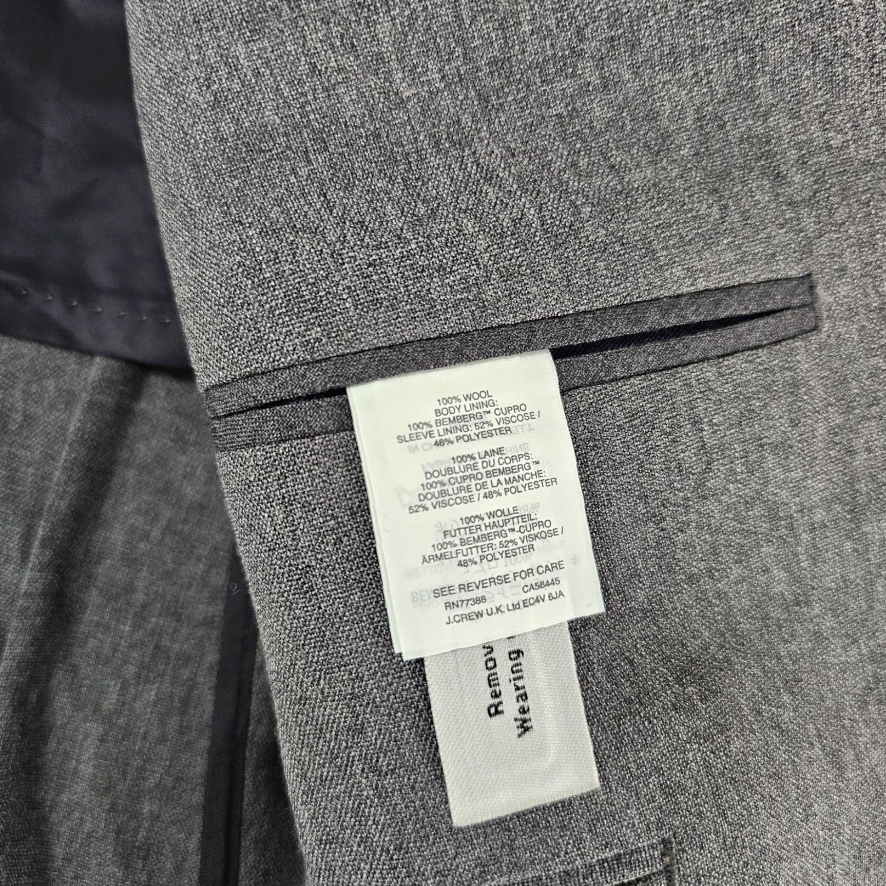 J.Crew J. Crew Blazer Mens 38R Gray Wool Tollegno 1900 Ludlow Traveler Suit Jacket Size 38R - 7 Thumbnail