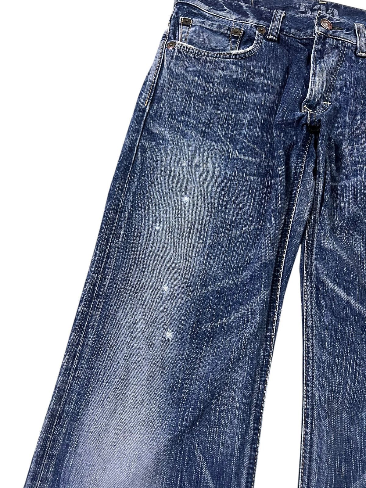 Edwin × If Six Was Nine × Le Grande Bleu (L.G.B.) 💥FLARE💥VINTAGE EDWIN 503 BLUE TRIP DISTRESS FADED JEANS Size US 34 / EU 50 - 5 Thumbnail