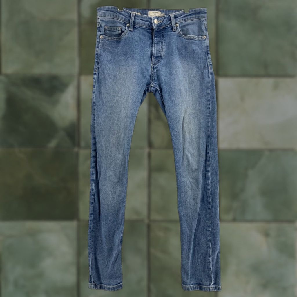 Topman Topman Jeans Womens 30R Blue Mid Rise Skinny Denim with Button Fly, 5-Pocket Design, Regular Fit Size 30" / US 8 / IT 44 - 1 Thumbnail