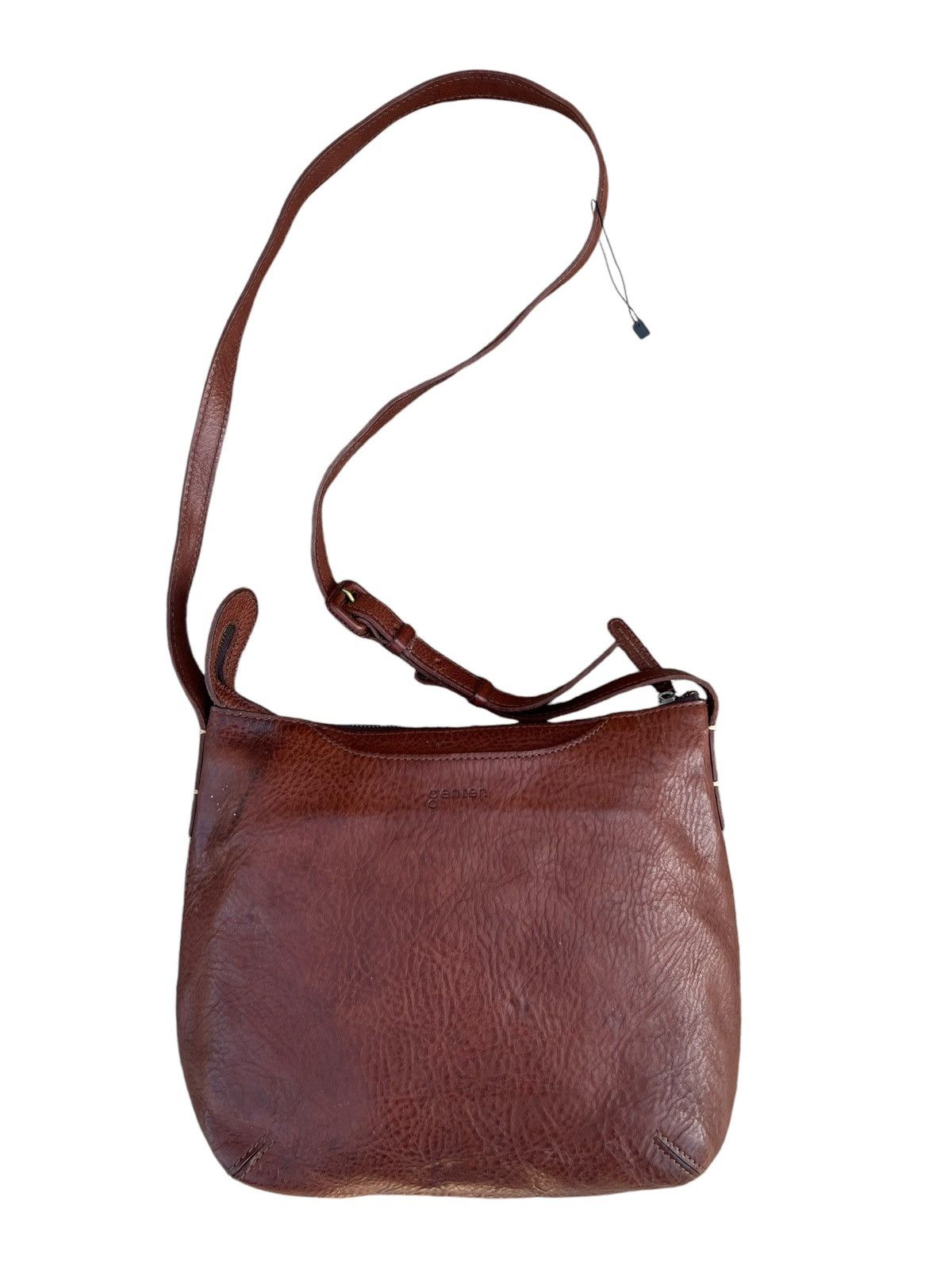 Leather Genten Japan Patina Brown Solid Leather Bag Sling Size ONE SIZE - 5 Thumbnail