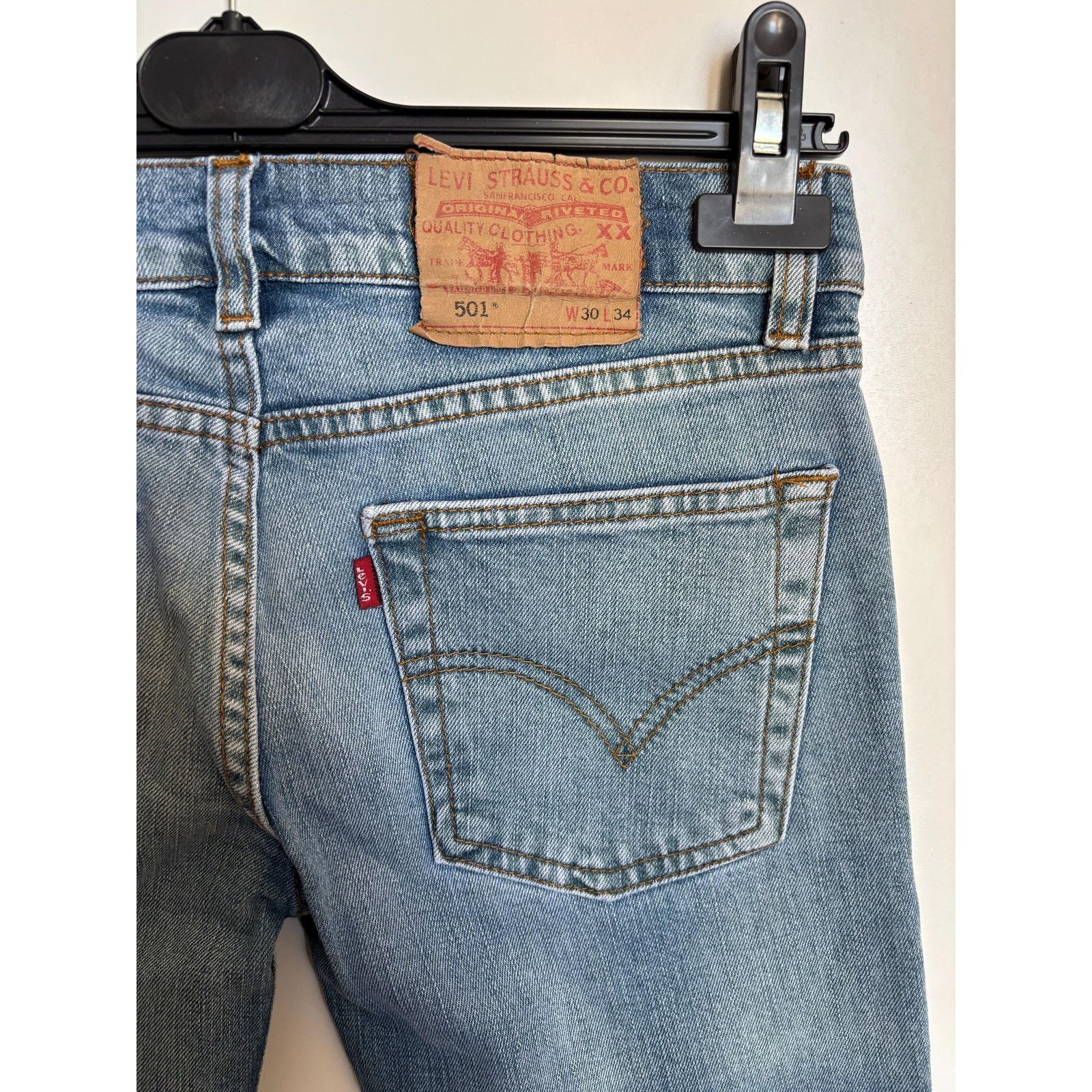 Japanese Brand × Levi's × Levi's Vintage Clothing Levi’s 501 0114 USA W30 L32 1996 Light Blue Button Fly Size US 30 / EU 46 - 6 Thumbnail