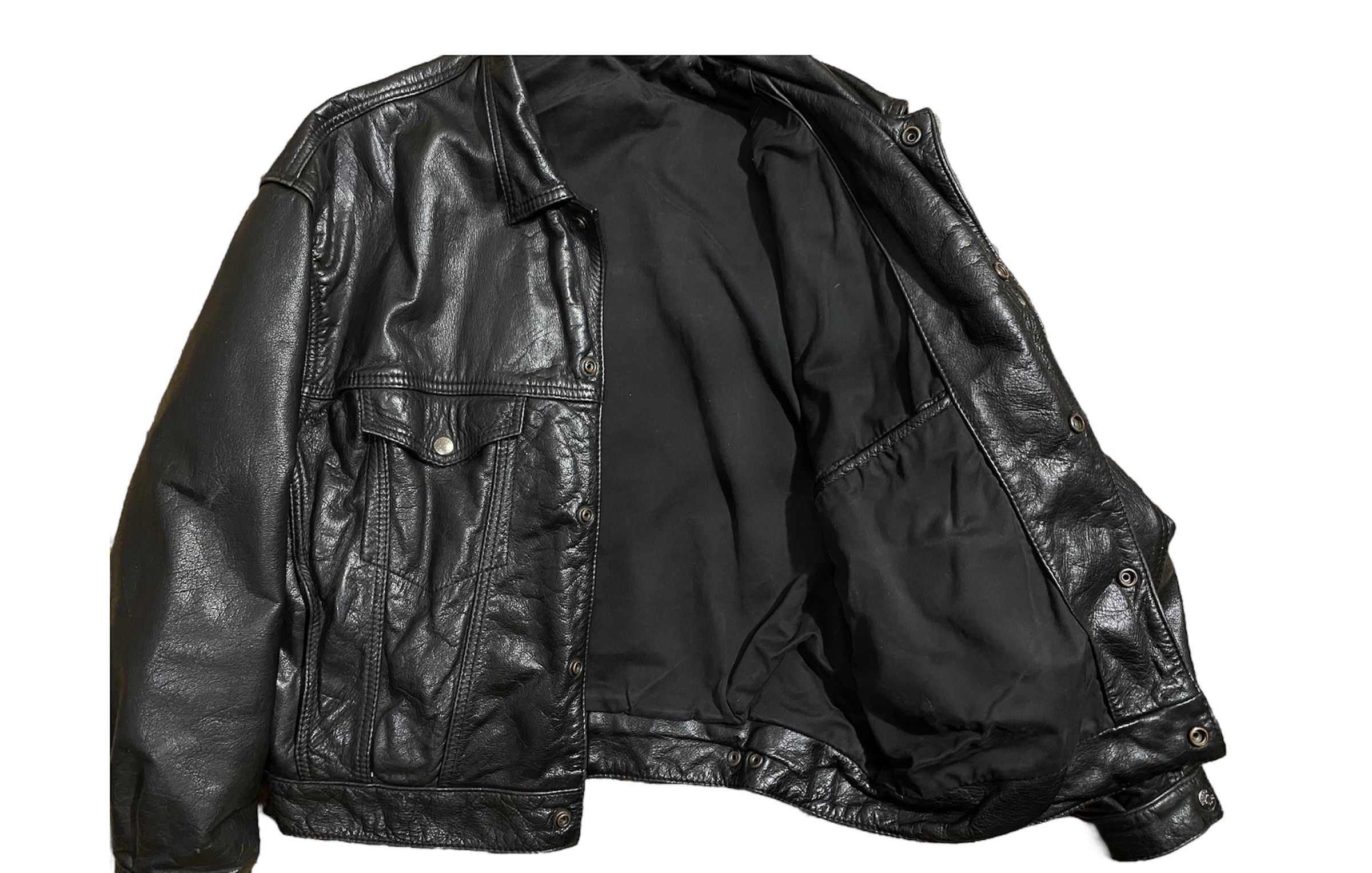 Vintage Vintage 80s Oversized Leather Bomber Jacket Size US S / EU 44-46 / 1 - 5 Thumbnail