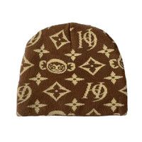 image of Happy99 H99 Monogram Beanie - Brown, Men's