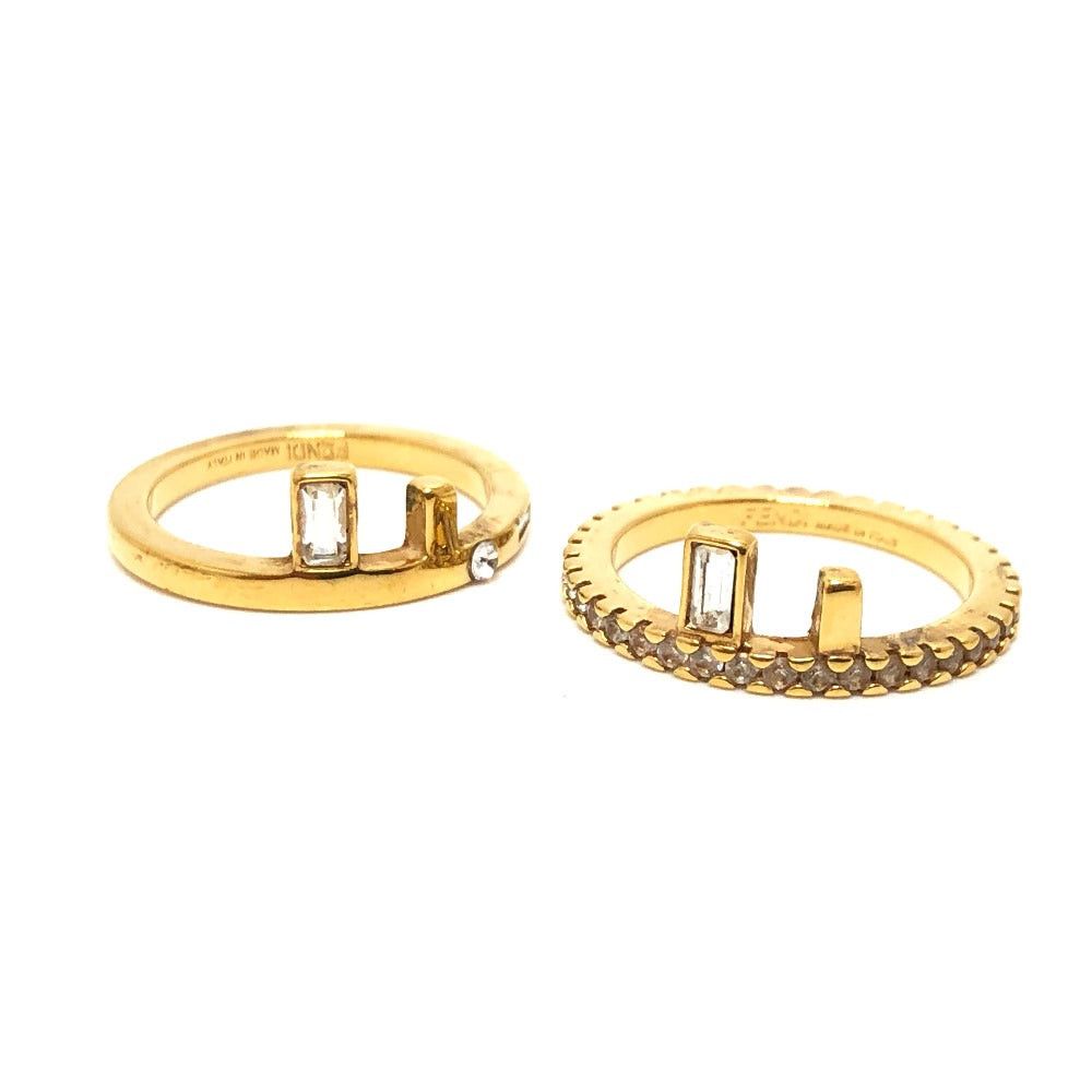 Fendi Fendi 1A2522 Rhinestone Double Ring Rings Metal Women Gold Size ONE SIZE - 1 Thumbnail