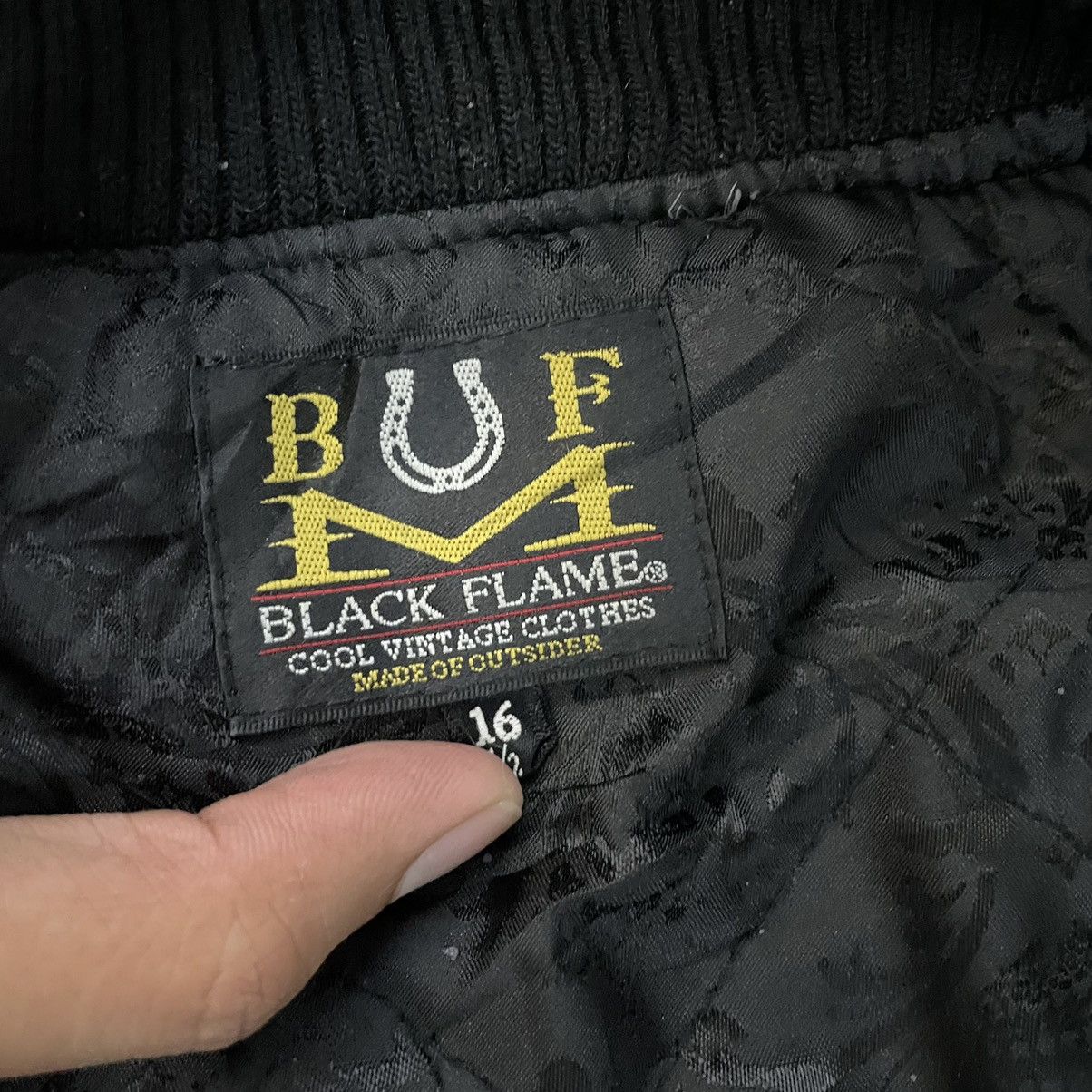 Affliction × If Six Was Nine × Japanese Brand Black Flame Embroidery Detailing Wool Varsity Jacket Size US M / EU 48-50 / 2 - 5 Thumbnail