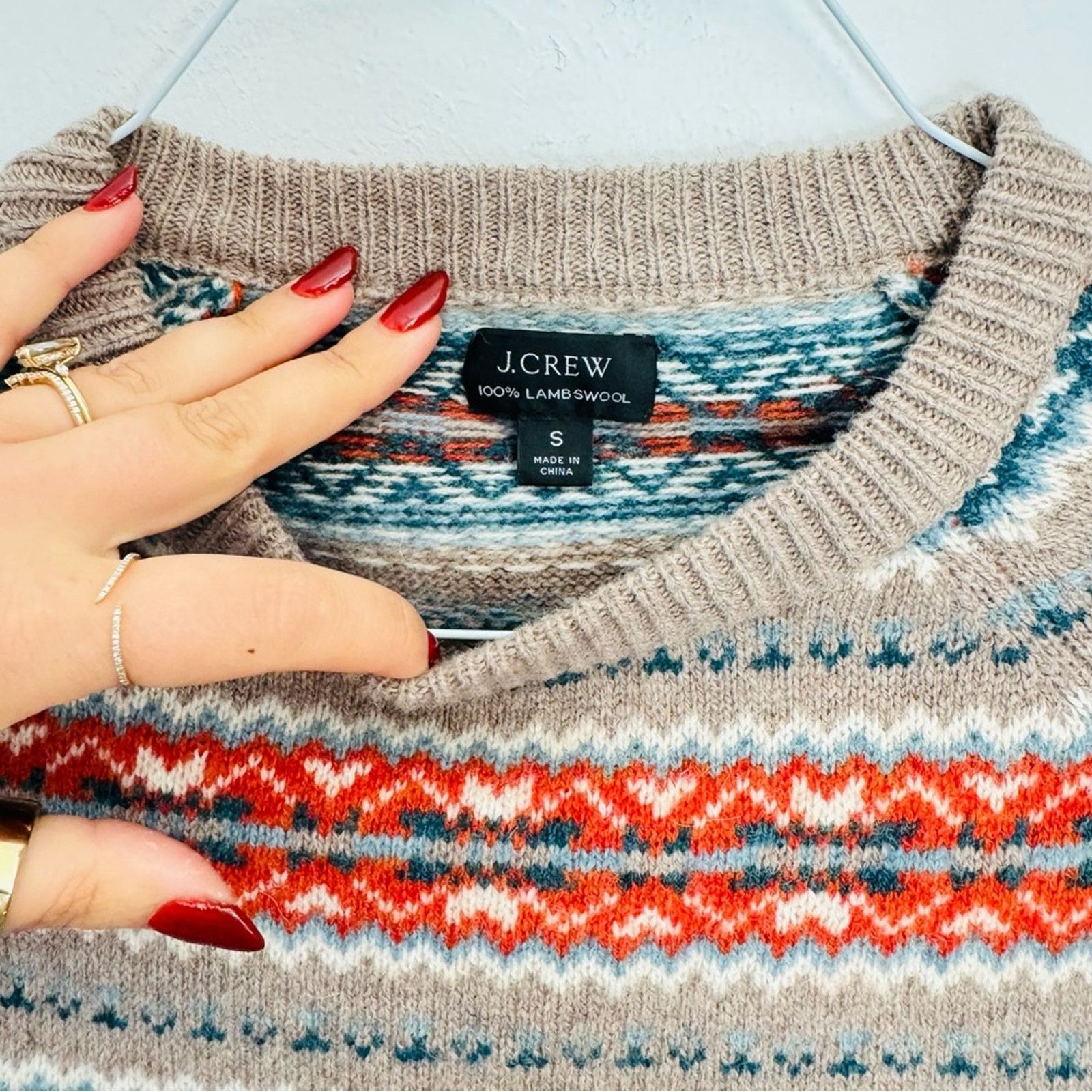 J.Crew J CREW Beige Tan Fair Isle Knit Stripe $228 Pullover Sweater Size S / US 4 / IT 40 - 3 Thumbnail