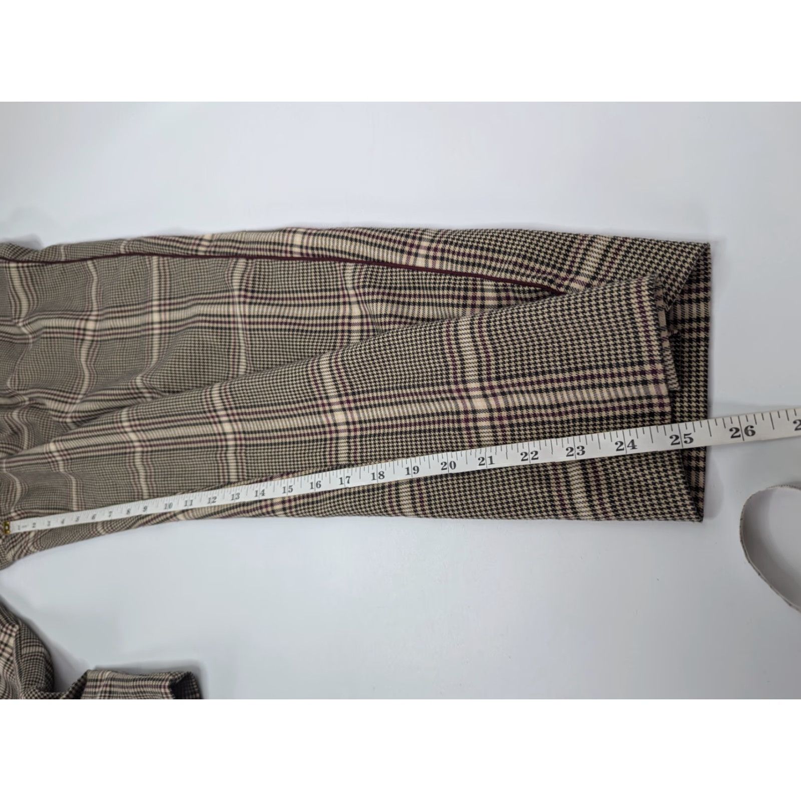 Abercrombie & Fitch Abercrombie & Fitch Womens Houndstooth Pant XL Beige Flared Ankle High Rise Sim- one? Size 40" / US 18 - 6 Thumbnail