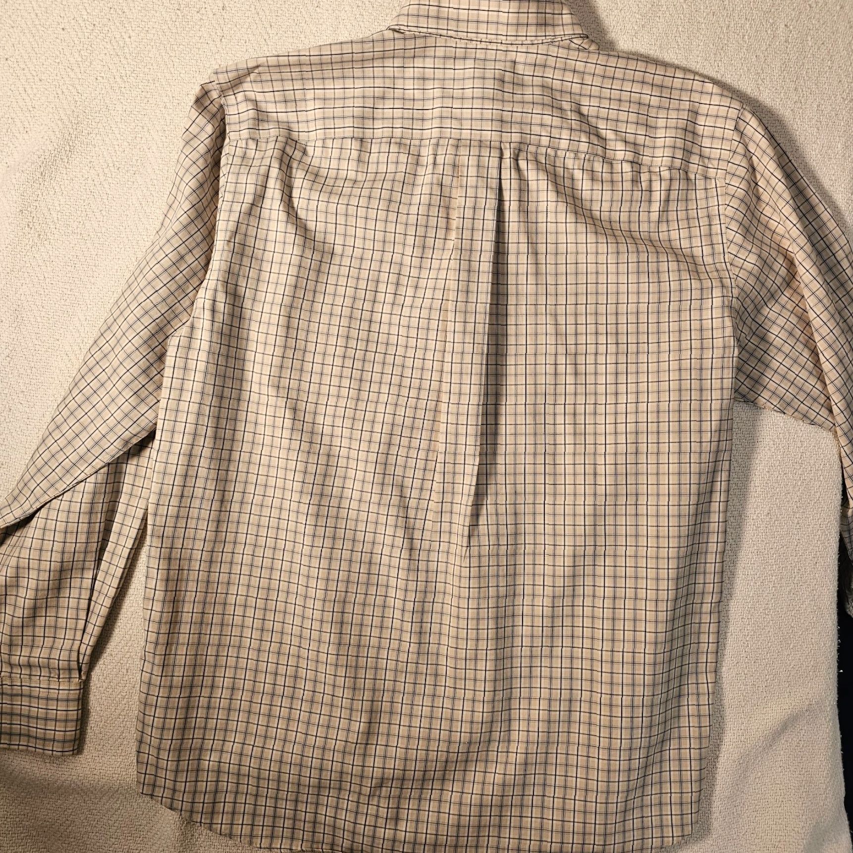 Eddie Bauer Eddie Bauer Mens Long Sleeve Tan & Blue Plaid Button Up Dress Shirt M Brown Plaid Shirt Mens Button-Up Shirt Size 40R - 7 Thumbnail
