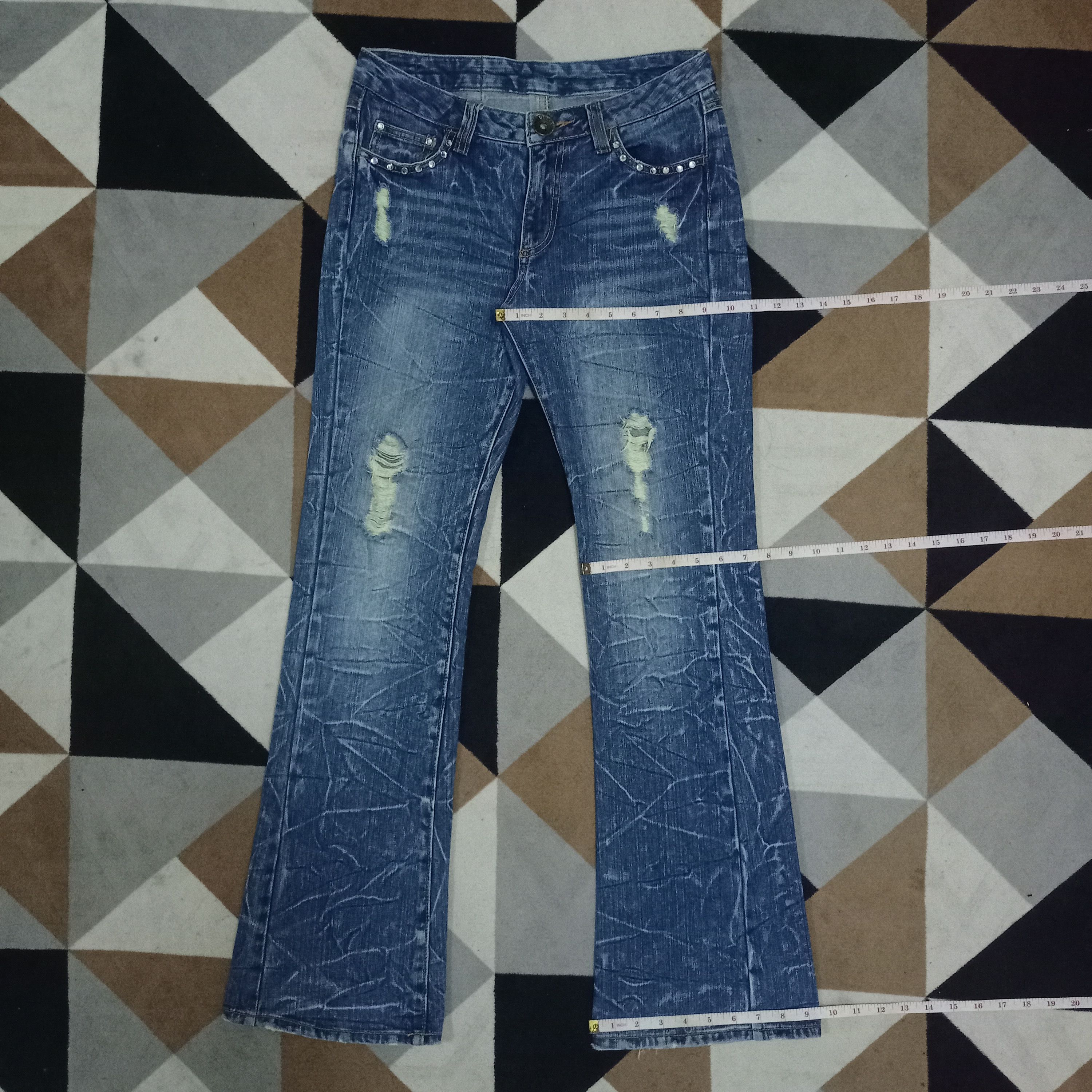Japanese Brand Vintage Japanese Brand Studded Punk Flare Jeans Size 30" / US 8 / IT 44 - 11 Thumbnail