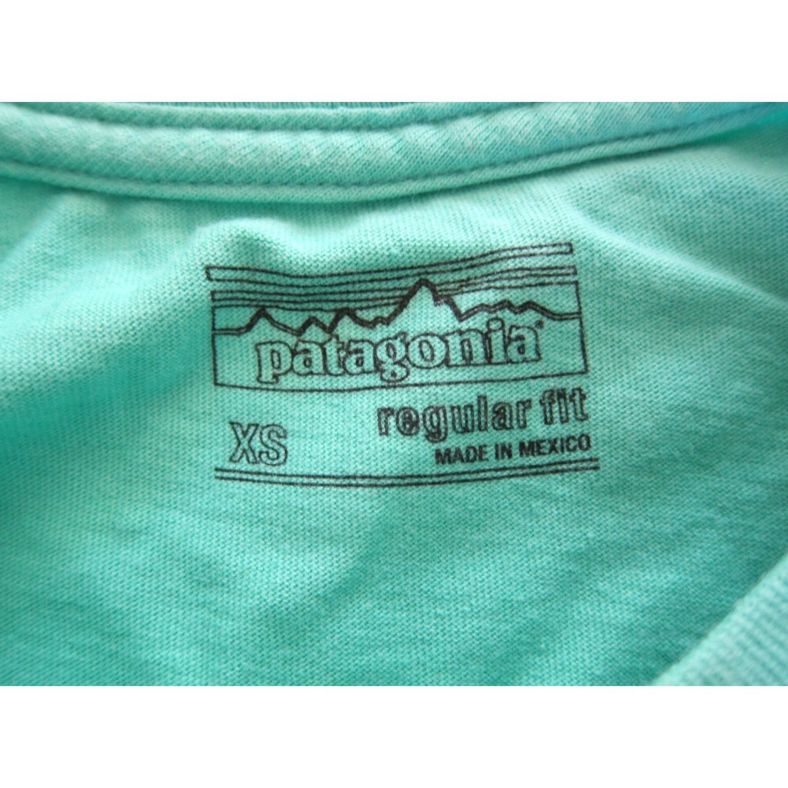 Patagonia VINTAGE Patagonia T-Shirt Men XS 100% Cotton Teal Blue Mountain Crew Neck 90s Shirt Mens XS Blue Size US XS / EU 42 / 0 - 4 Thumbnail