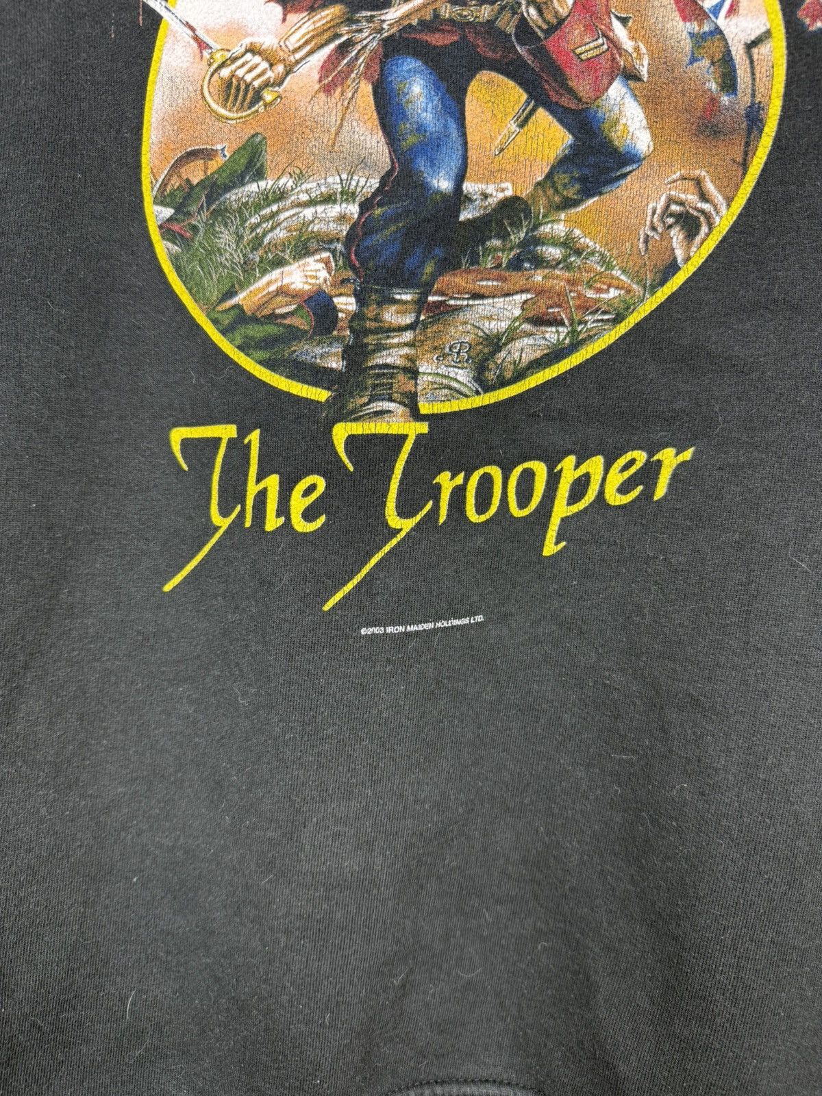 Band Tees × Iron Maiden × Vintage 2003 Vintage Iron Maiden The Trooper Big Logo Black Hoodie Size US L / EU 52-54 / 3 - 11 Thumbnail
