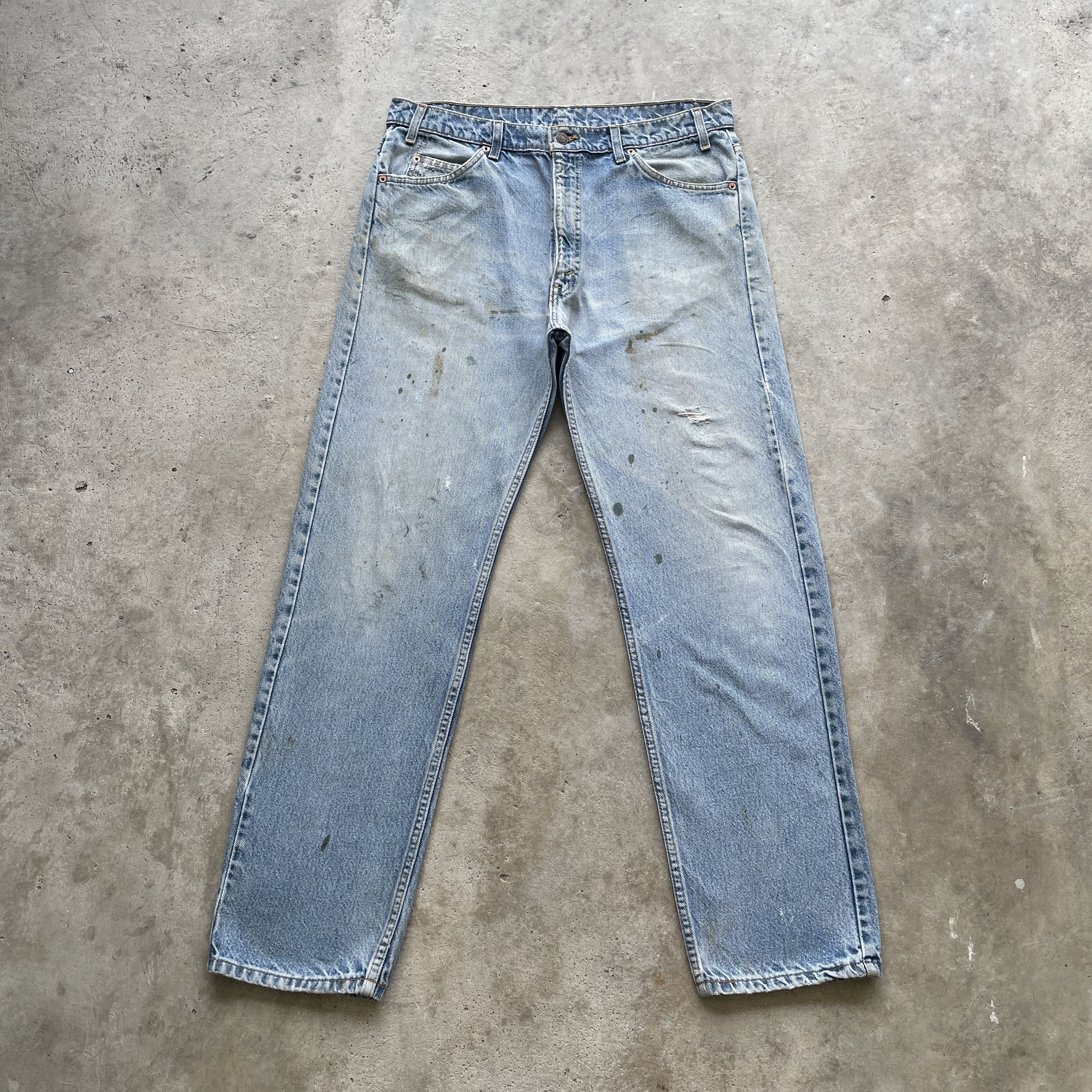 Levi's × Levi's Vintage Clothing 90s VINTAGE LEVI’S ORANGE TAG USA THRASHED JEANS FADED W36 Size US 36 / EU 52 - 2 Thumbnail