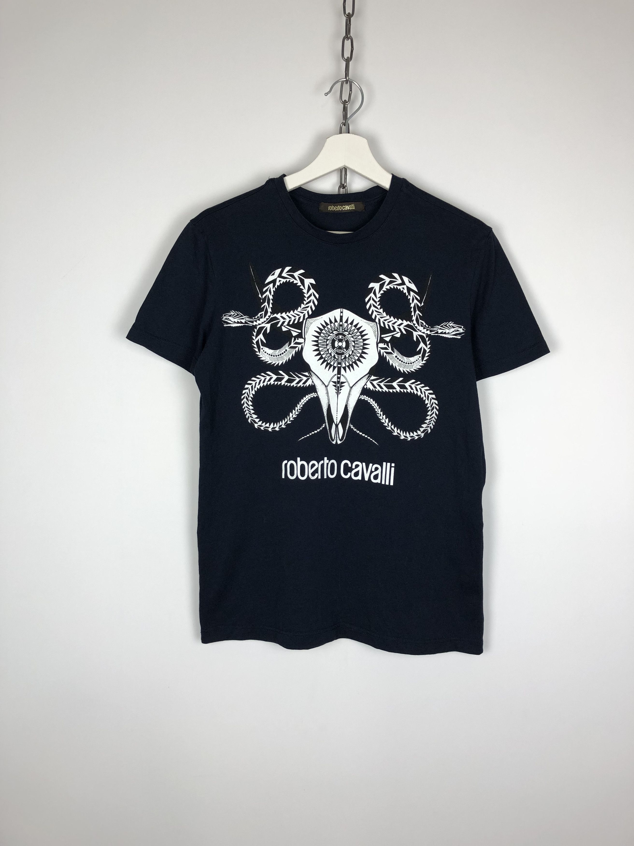 Roberto Cavalli T-Shirt Satan Center Logo Blue size S